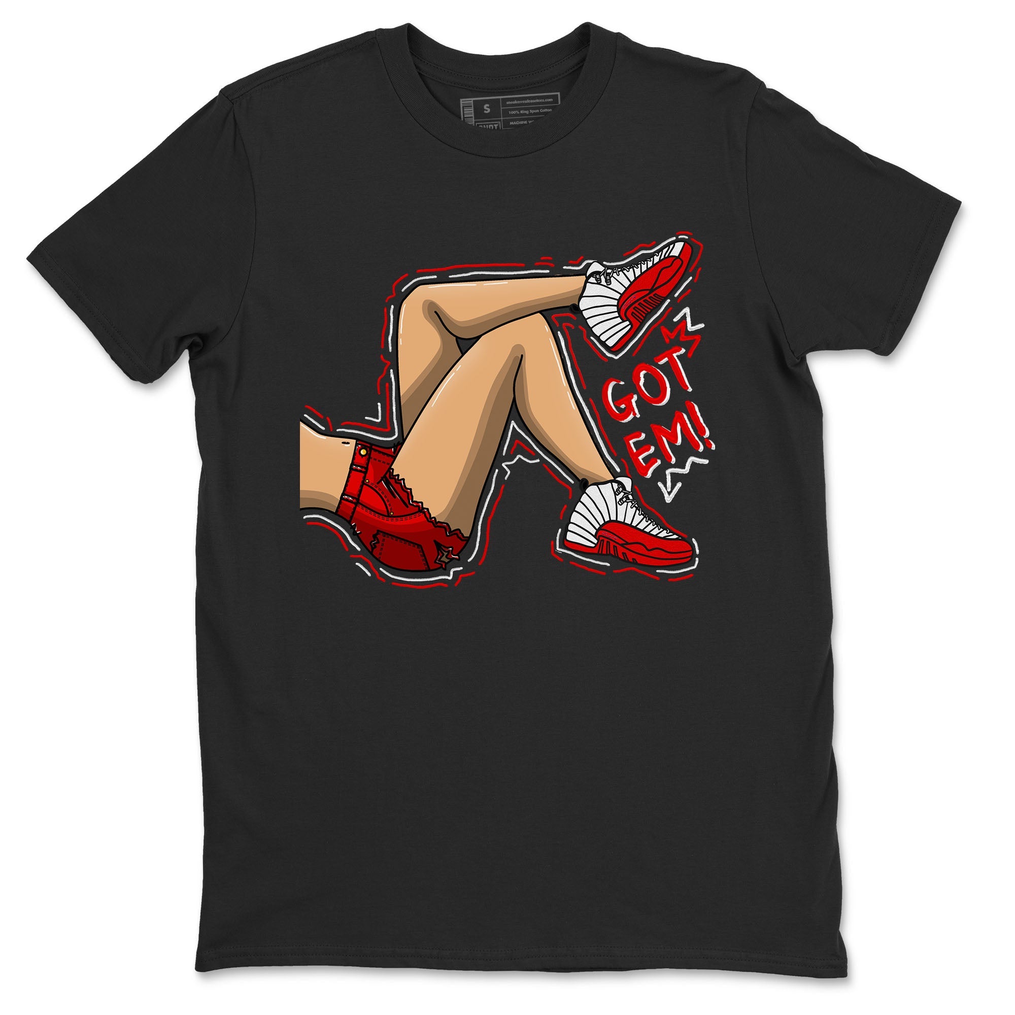 Jordan 12 Retro Cherry shirt to match jordans Varsity Red Got Em Legs special sneaker matching tees 12s Cherry Drip Gear Zone Unisex Black 2 T-Shirt