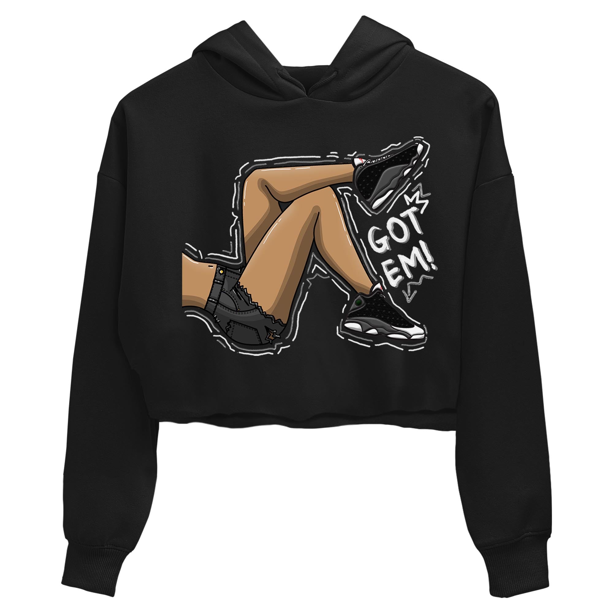 Air Jordan 13 Black Flint Got Em Legs WMNS Cotton Sneaker Hoodie Air Jordan 13 Black Flint Sneaker Crop Hoodie Washing and Care Tip