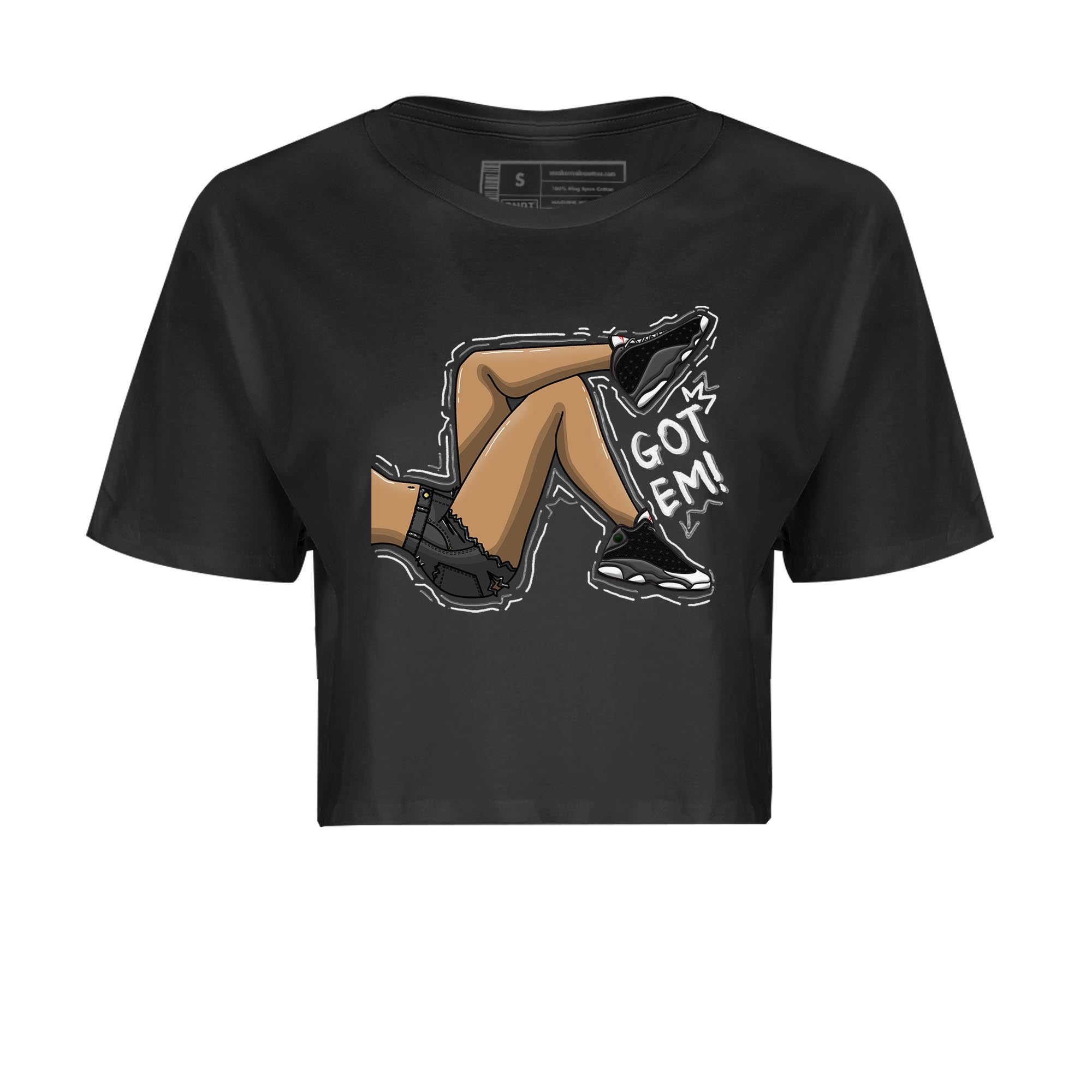 Air Jordan 13 Black Flint Sneaker Match Tees Got Em Legs Streetwear Sneaker Shirt AJ 13s Black Flint Sneaker Release Tees Women's Shirts Black 2