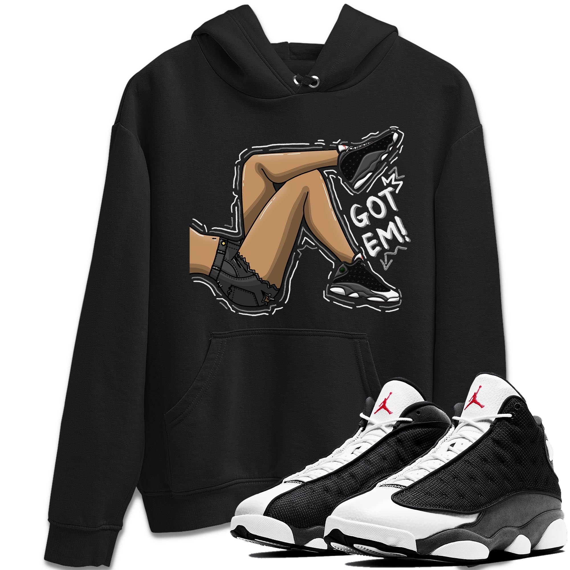 Air Jordan 13 Black Flint Sneaker Match Tees Got Em Legs Streetwear Sneaker Shirt AJ 13s Black Flint Sneaker Release Tees Unisex Shirts Black 1