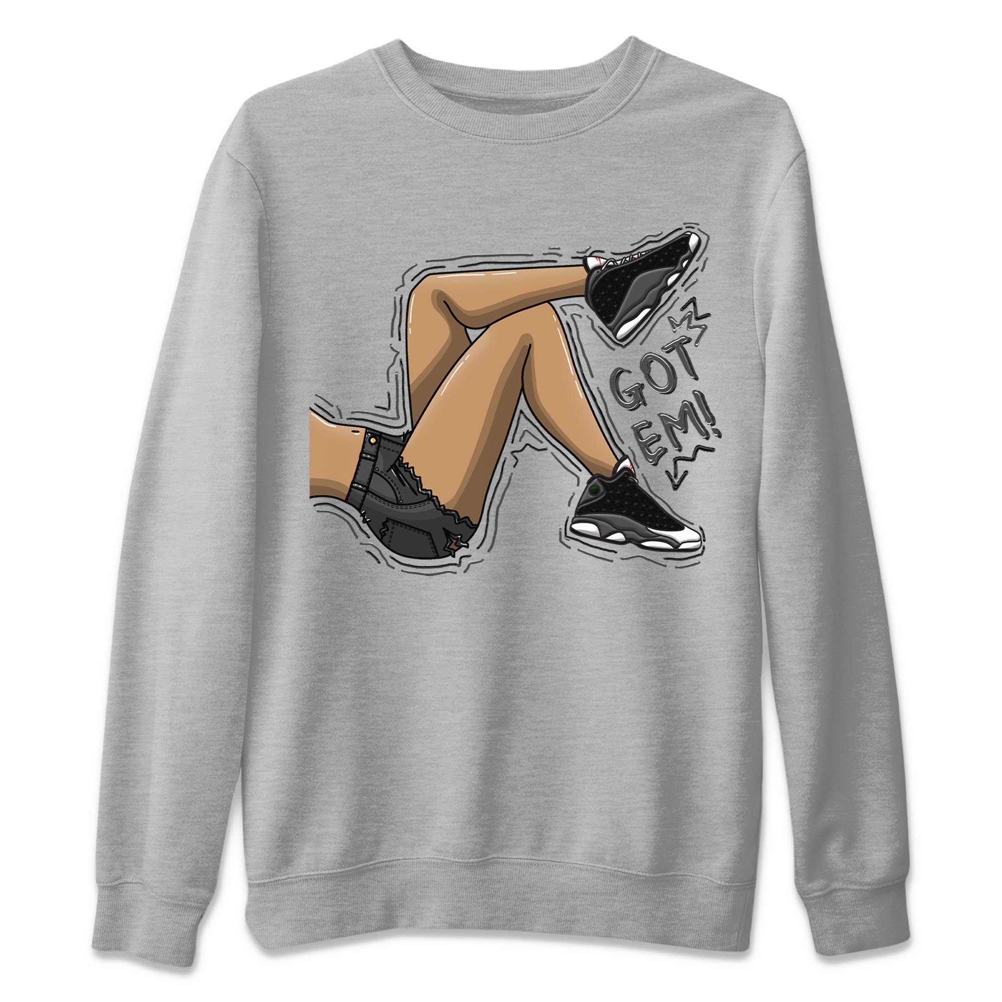 Air Jordan 13 Black Flint Sneaker Match Tees Got Em Legs Streetwear Sneaker Shirt AJ 13s Black Flint Sneaker Release Tees Unisex Shirts Heather Grey 2