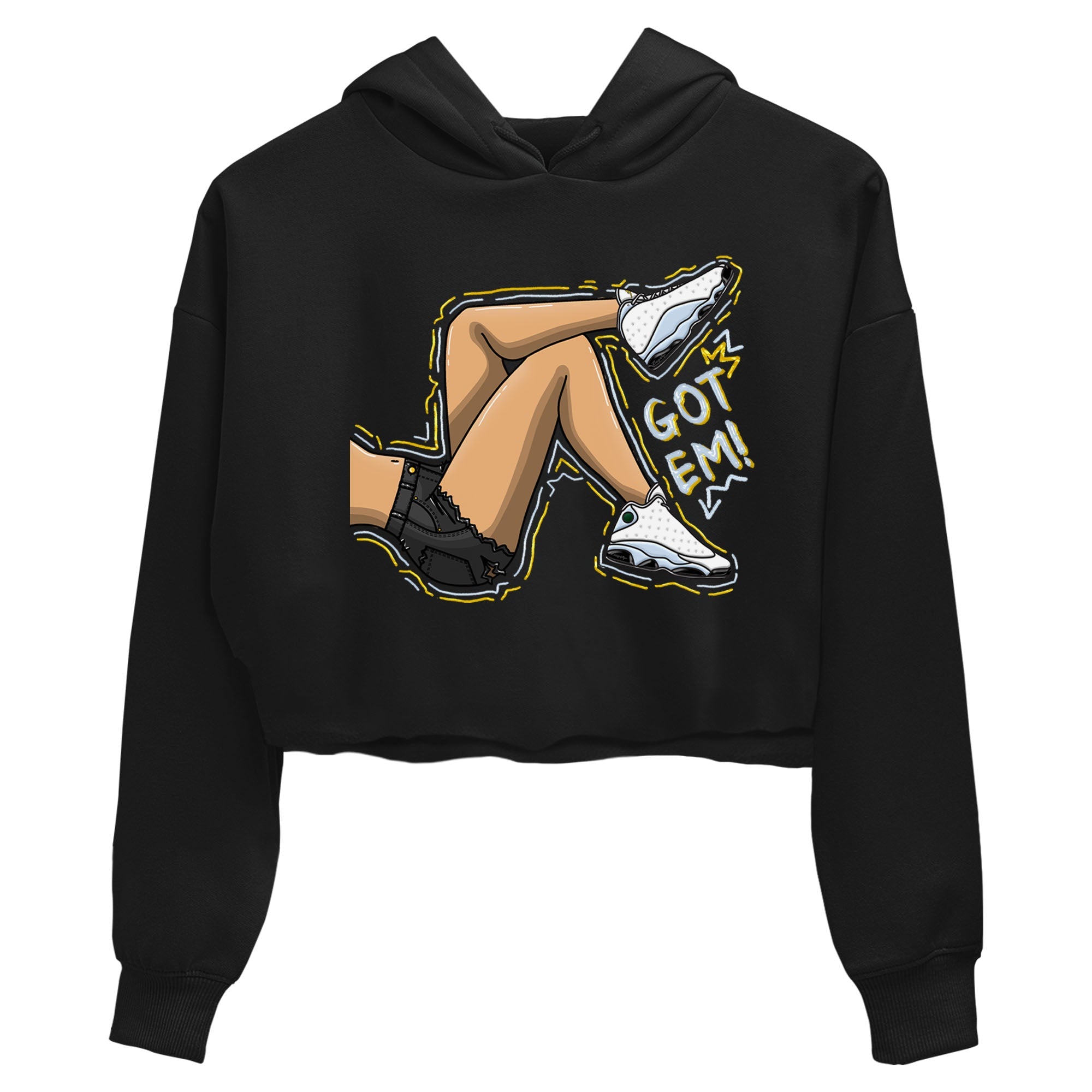 13s Blue Grey shirt to match jordans Got Em Legs sneaker tees Air Jordan 13 Blue Grey Drip Gear Zone Black 2 crop length shirt