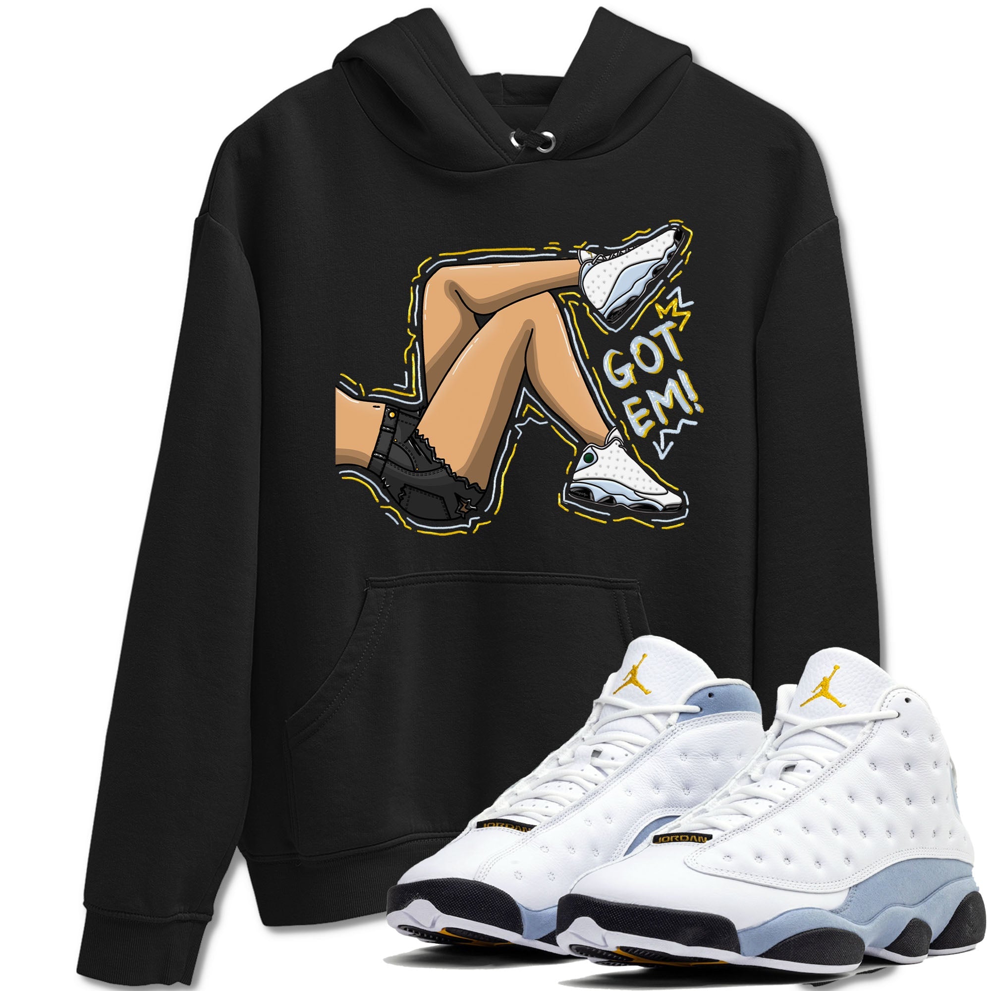 13s Blue Grey shirt to match jordans Got Em Legs sneaker tees Air Jordan 13 Blue Grey Drip Gear Zone unisex cotton Black 1 crew neck shirt