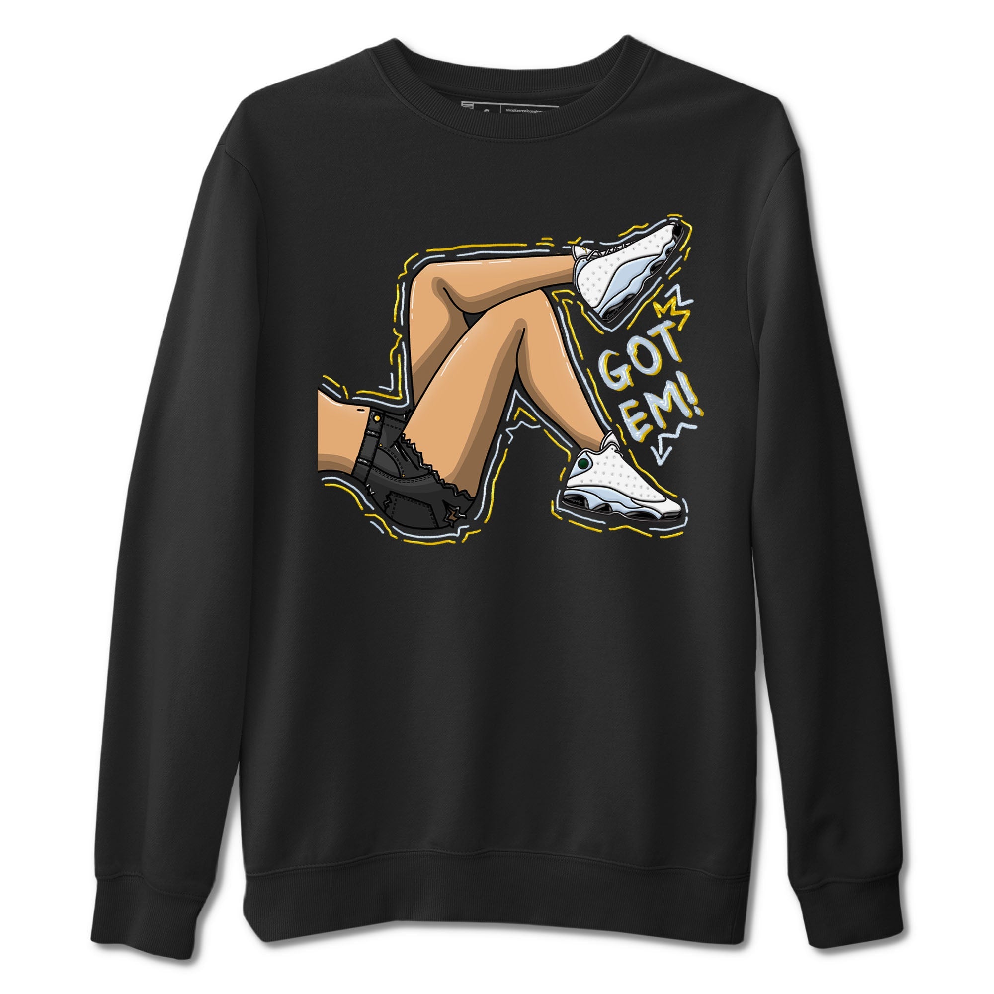 13s Blue Grey shirt to match jordans Got Em Legs sneaker tees Air Jordan 13 Blue Grey Drip Gear Zone unisex cotton Black 2 crew neck shirt