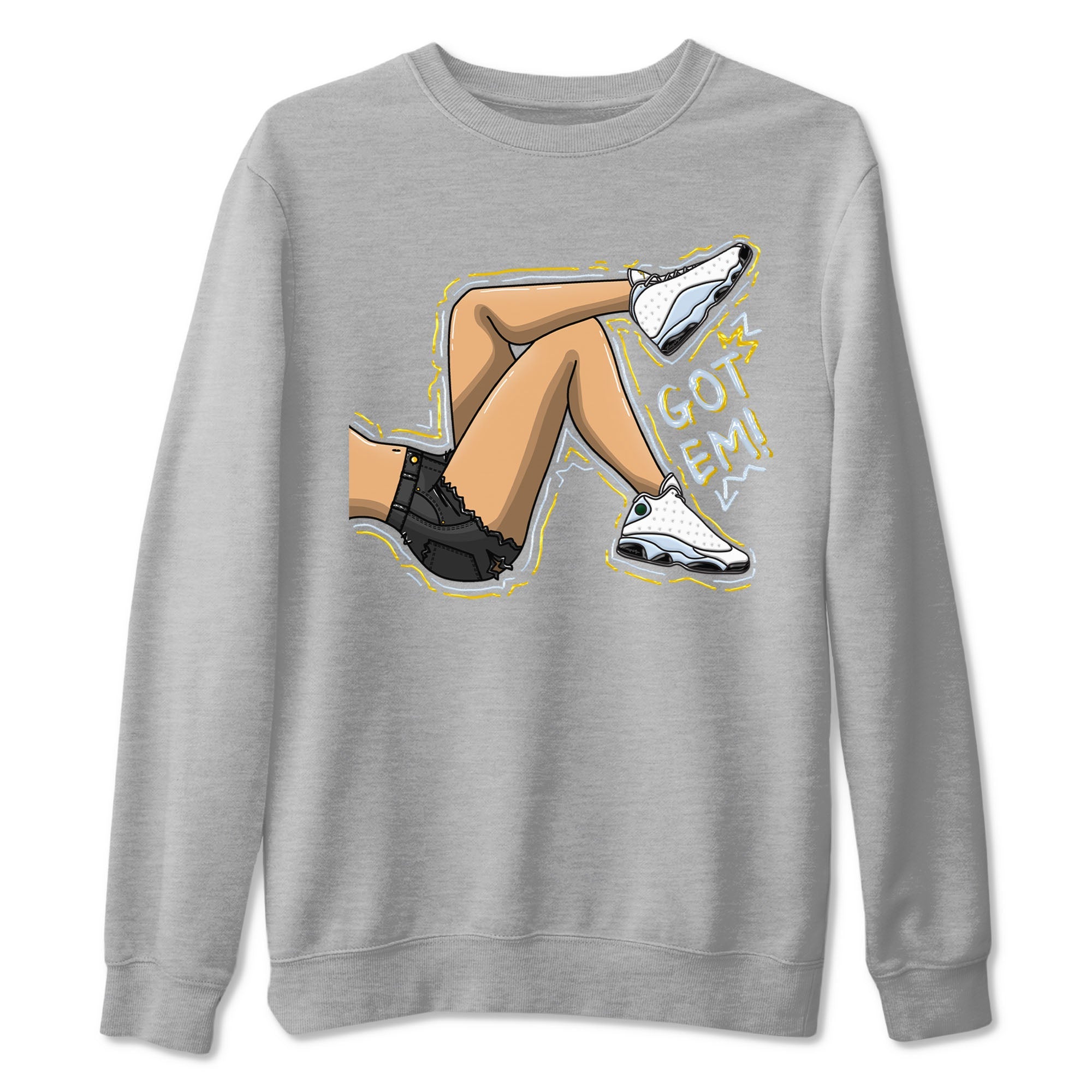 13s Blue Grey shirt to match jordans Got Em Legs sneaker tees Air Jordan 13 Blue Grey Drip Gear Zone unisex cotton Heather Grey 2 crew neck shirt