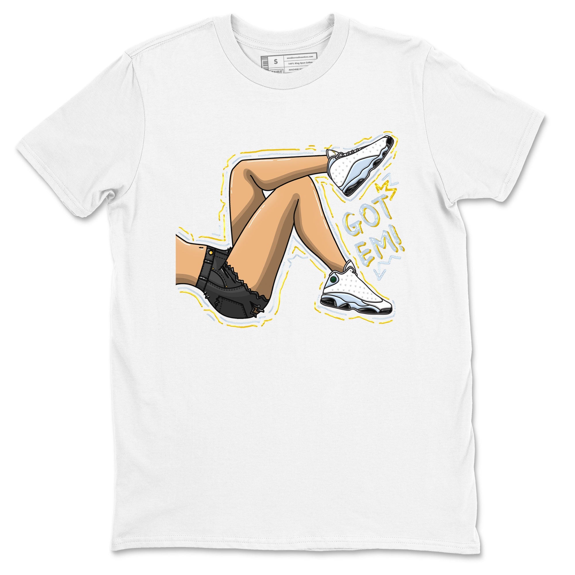 13s Blue Grey shirt to match jordans Got Em Legs sneaker tees Air Jordan 13 Blue Grey Drip Gear Zone unisex cotton White 2 crew neck shirt