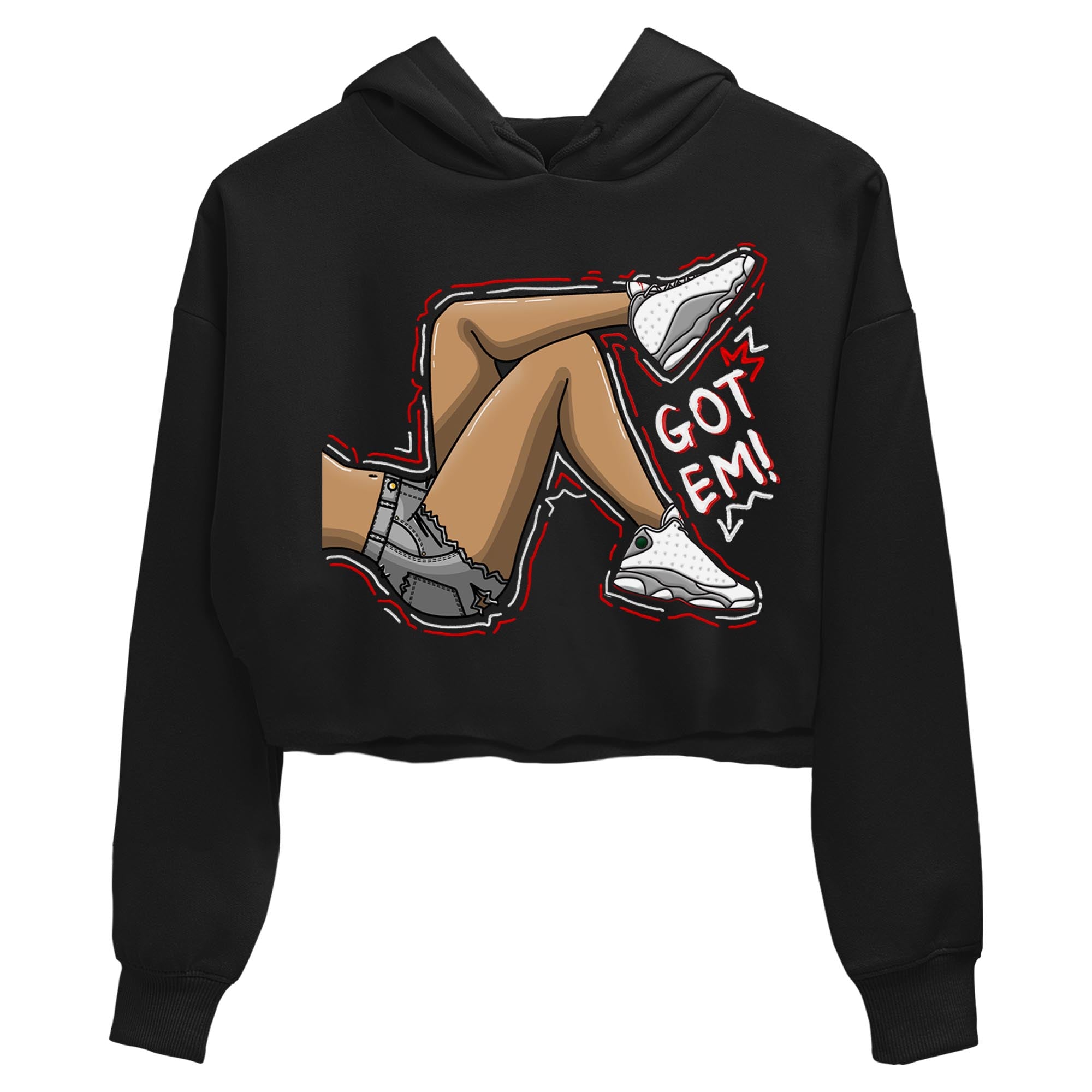 AJ13 Wolf Grey Sneaker Match Tees Got Em Legs Streetwear Sneaker Shirt Air Jordan 13 Wolf Grey Drip Gear Zone Sneaker Matching Clothing Women's Shirts Black 2