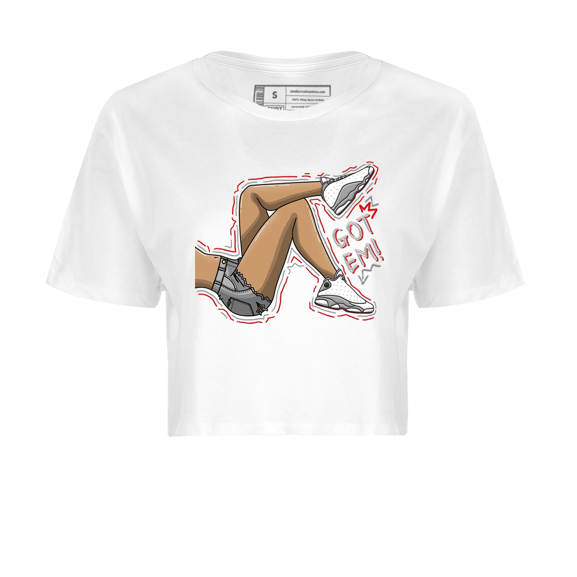 AJ13 Wolf Grey Sneaker Match Tees Got Em Legs Streetwear Sneaker Shirt Air Jordan 13 Wolf Grey Drip Gear Zone Sneaker Matching Clothing Women's Shirts White 2