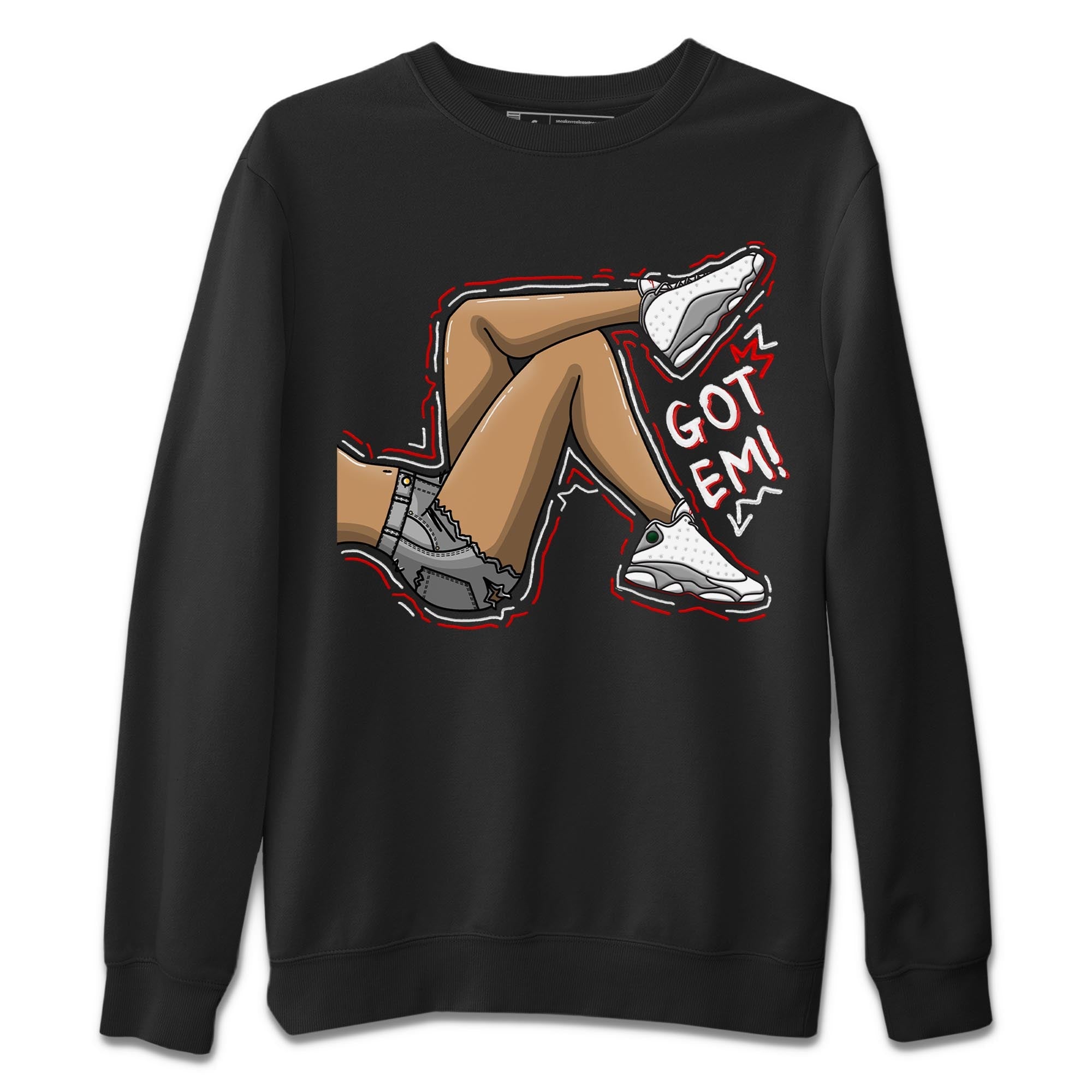 AJ13 Wolf Grey Sneaker Match Tees Got Em Legs Streetwear Sneaker Shirt Air Jordan 13 Wolf Grey Drip Gear Zone Sneaker Matching Clothing Unisex Shirts Black 2