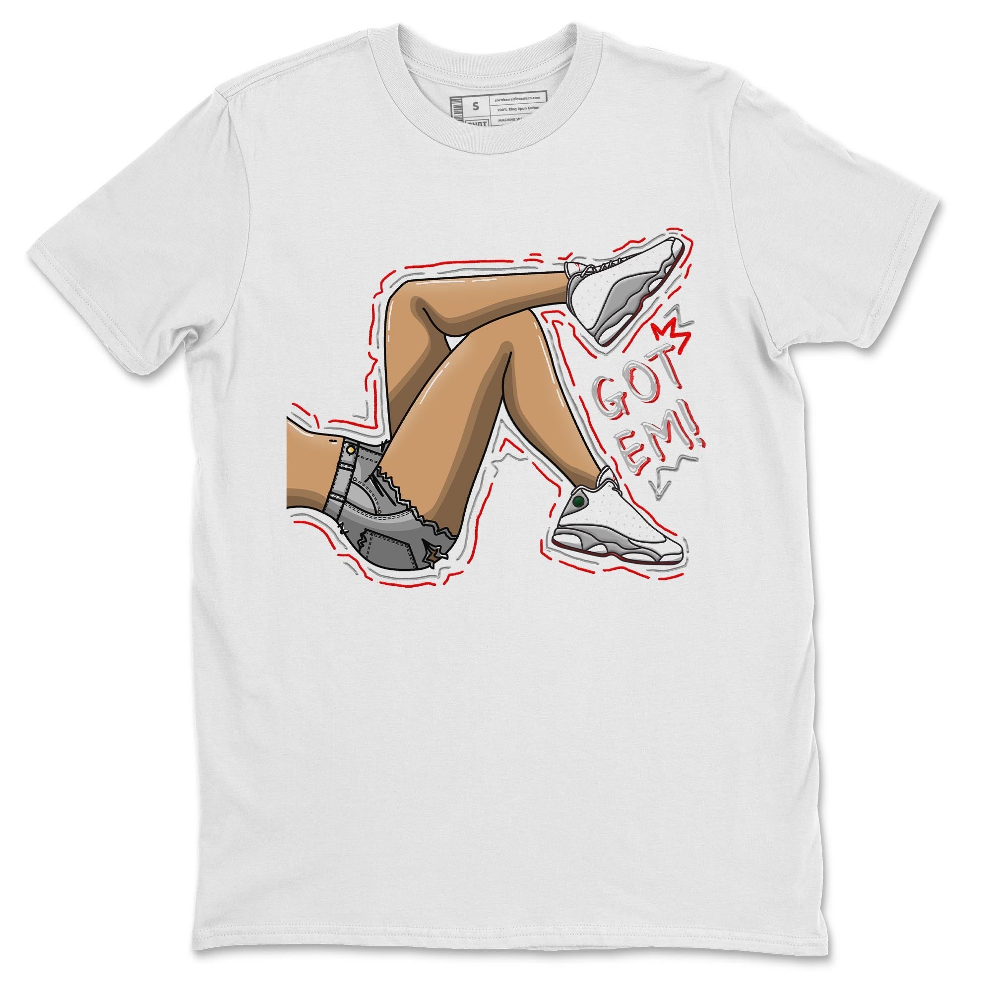 AJ13 Wolf Grey Sneaker Match Tees Got Em Legs Streetwear Sneaker Shirt Air Jordan 13 Wolf Grey Drip Gear Zone Sneaker Matching Clothing Unisex Shirts White 2