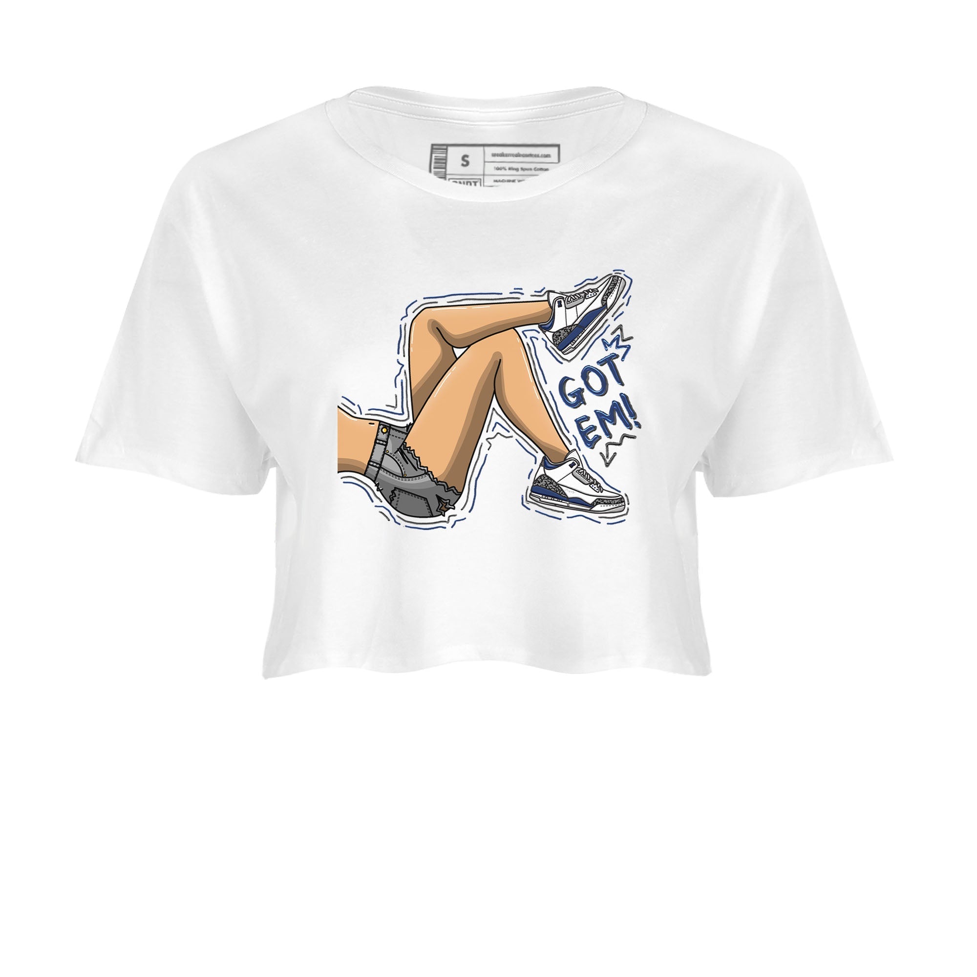 Air Jordan 3 Retro Midnight Navy shirt to match jordans Got Em Legs sneaker shirt 3s Midnight Navy Drip Gear Zone White 2 crop shirt