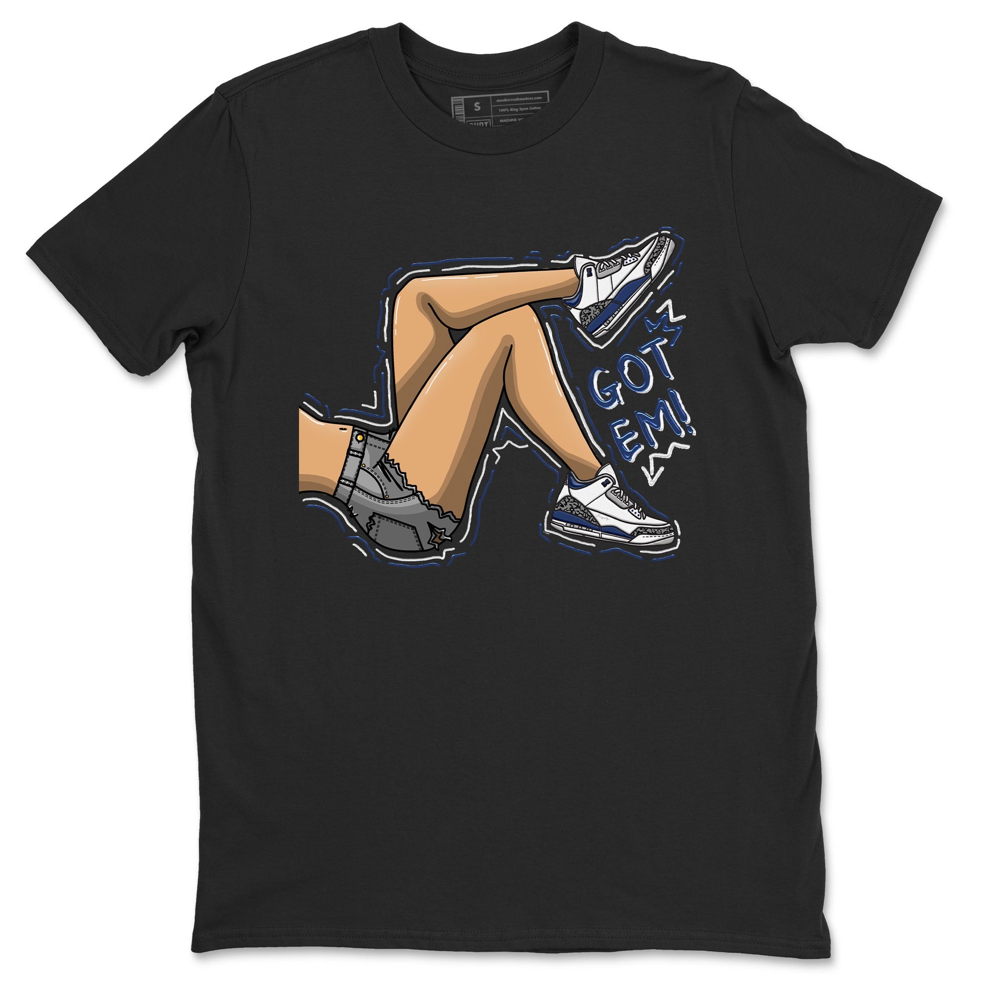 Air Jordan 3 Retro Midnight Navy shirt to match jordans Got Em Legs sneaker shirt 3s Midnight Navy Drip Gear Zone unisex crew neck cotton Black 2 crew neck shirt