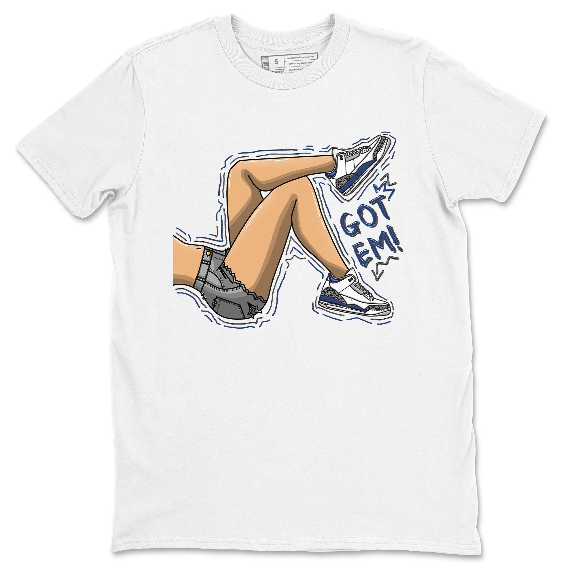 Air Jordan 3 Retro Midnight Navy shirt to match jordans Got Em Legs sneaker shirt 3s Midnight Navy Drip Gear Zone unisex crew neck cotton White 2 crew neck shirt