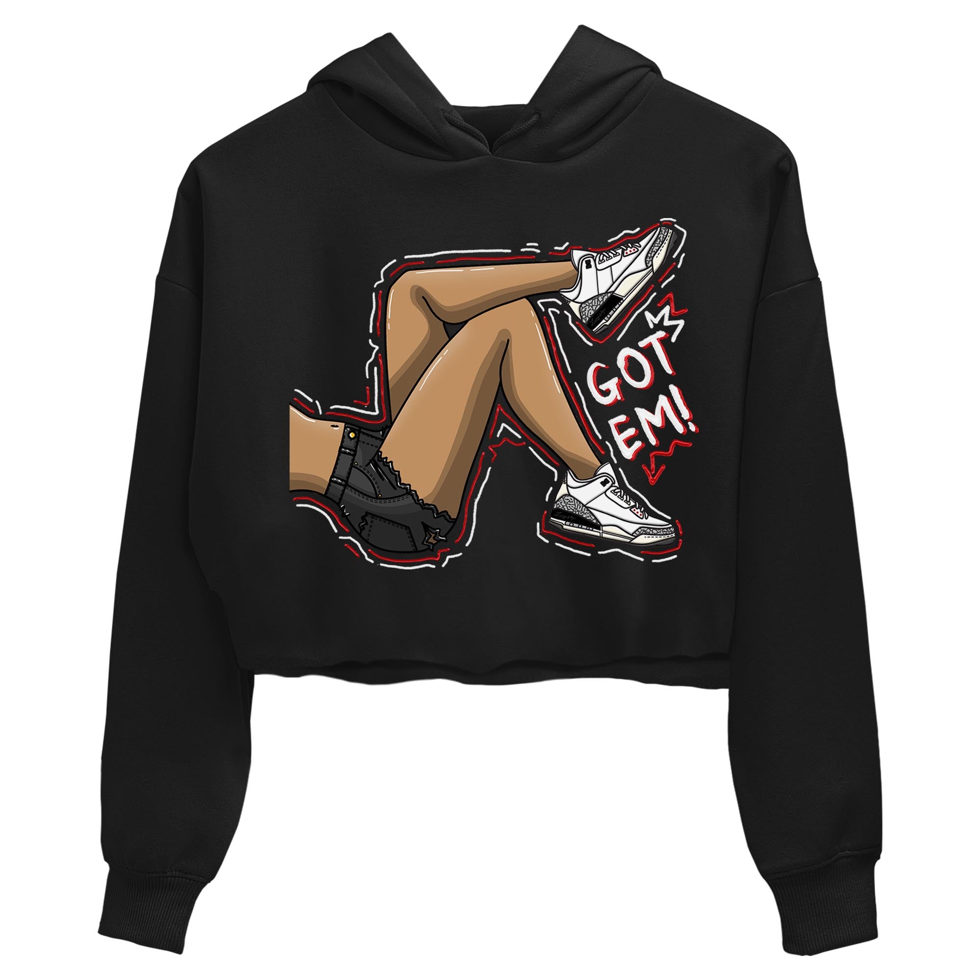 Air Jordan 3 White Cement Sneaker Match Tees Got Em Legs Streetwear Sneaker Shirt AJ 3s White Cement Sneaker Release Tees Women's Shirts Black 2