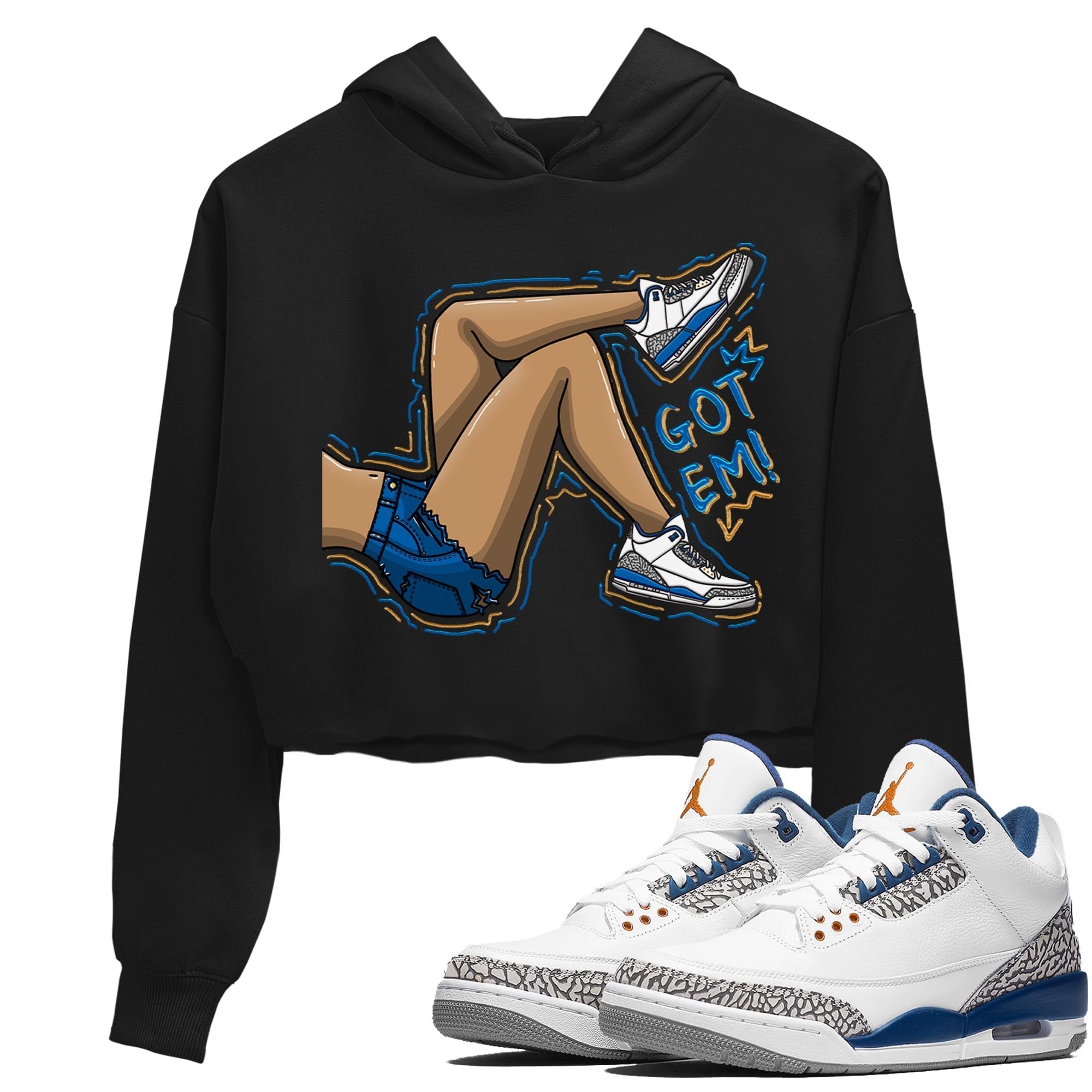 Air Jordan 3 Wizards Sneaker Match Tees Got Em Legs Streetwear Sneaker Shirt Air Jordan 3 Wizards Sneaker Release Tees Women's Shirts Black 1