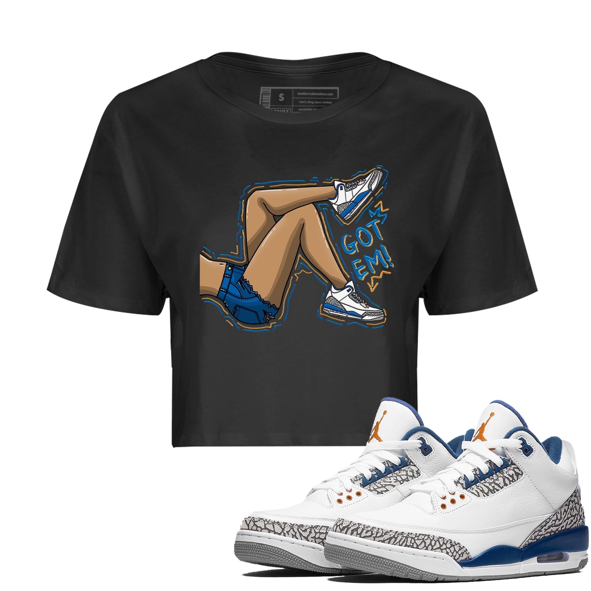 Air Jordan 3 Wizards Sneaker Match Tees Got Em Legs Streetwear Sneaker Shirt Air Jordan 3 Wizards Sneaker Release Tees Women's Shirts Black 1