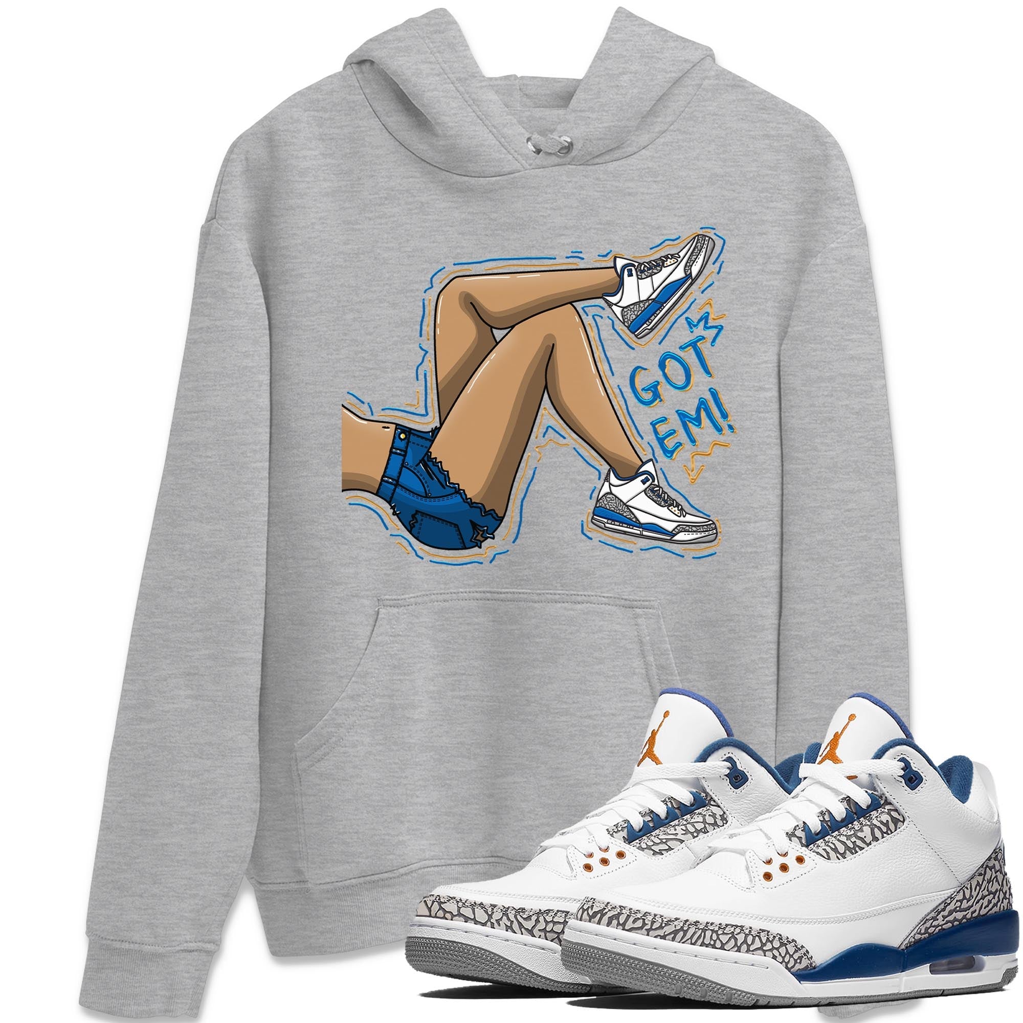 Air Jordan 3 Wizards Sneaker Match Tees Got Em Legs Streetwear Sneaker Shirt Air Jordan 3 Wizards Sneaker Release Tees Unisex Shirts Heather Grey 1