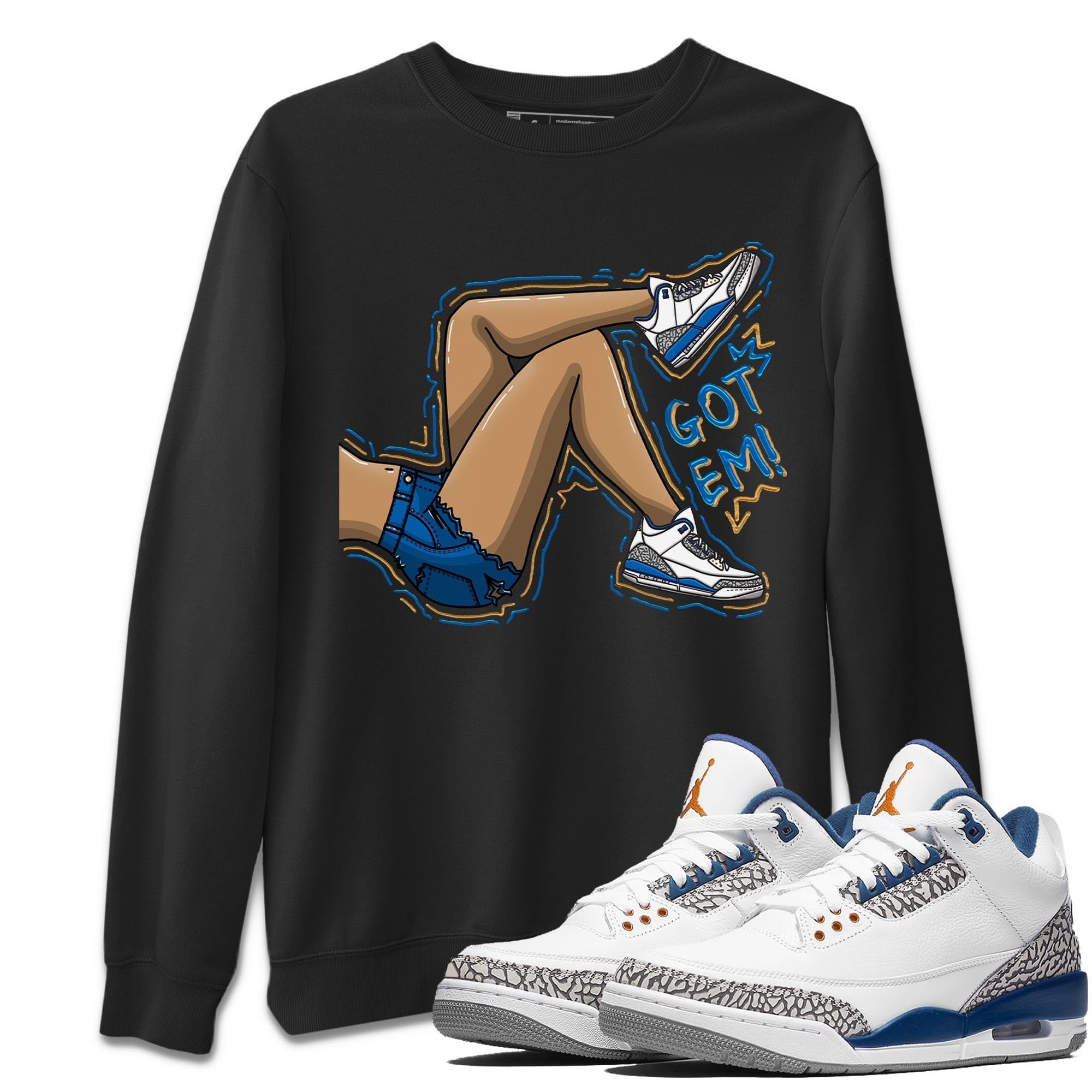 Air Jordan 3 Wizards Got Em Legs Crew Neck Streetwear Sneaker Shirt Air Jordan 3 Wizards Sneaker T-Shirts Washing and Care Tip