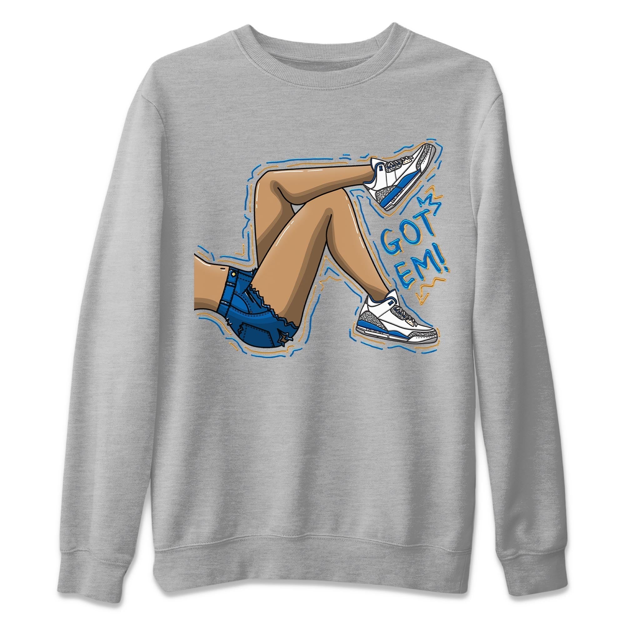 Air Jordan 3 Wizards Sneaker Match Tees Got Em Legs Streetwear Sneaker Shirt Air Jordan 3 Wizards Sneaker Release Tees Unisex Shirts Heather Grey 2