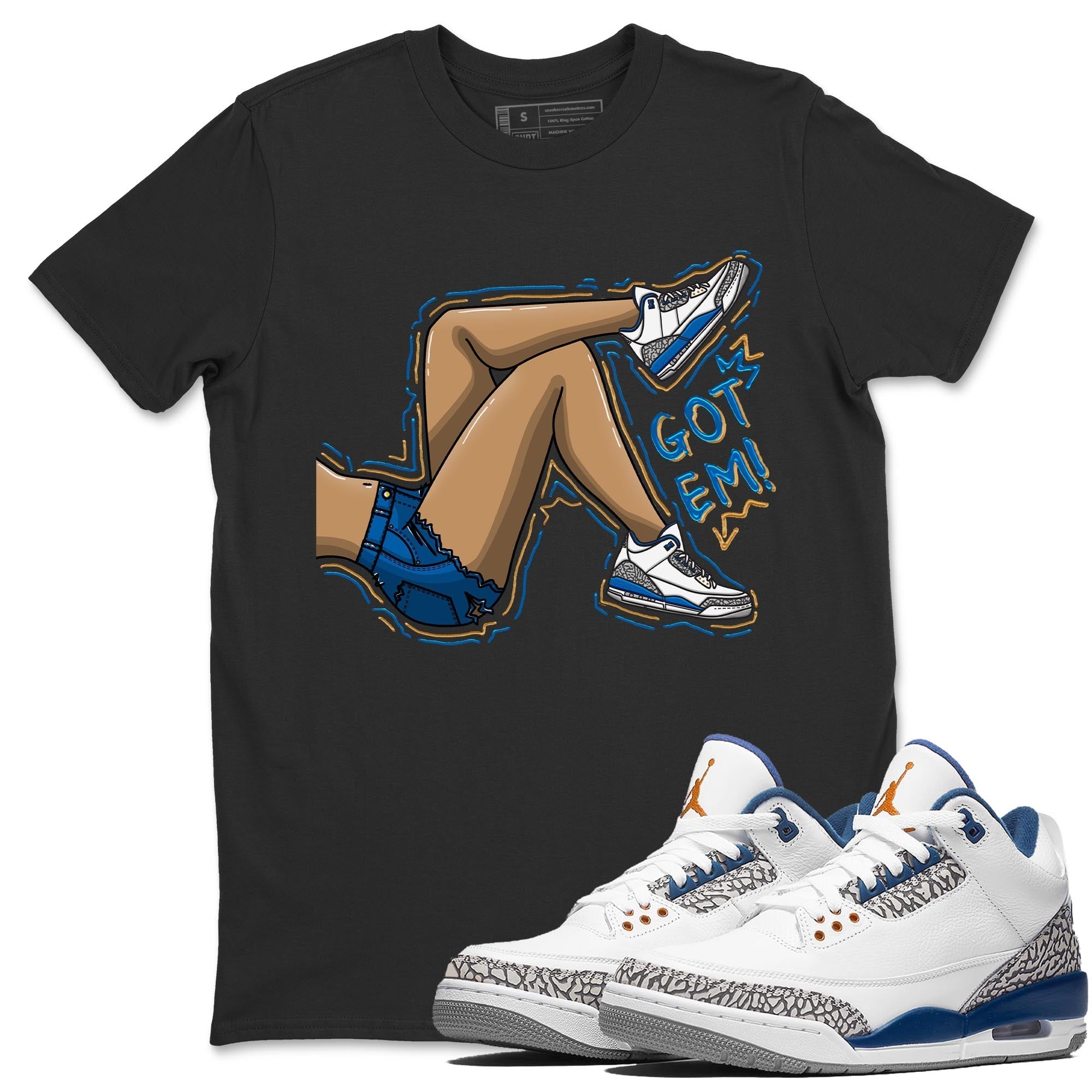 Air Jordan 3 Wizards Sneaker Match Tees Got Em Legs Streetwear Sneaker Shirt Air Jordan 3 Wizards Sneaker Release Tees Unisex Shirts Black 1