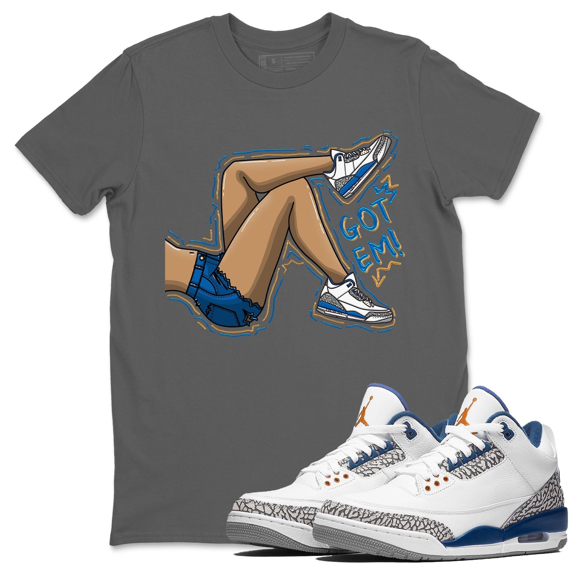 Air Jordan 3 Wizards Got Em Legs Crew Neck Streetwear Sneaker Shirt Air Jordan 3 Wizards Sneaker T-Shirts Size Chart
