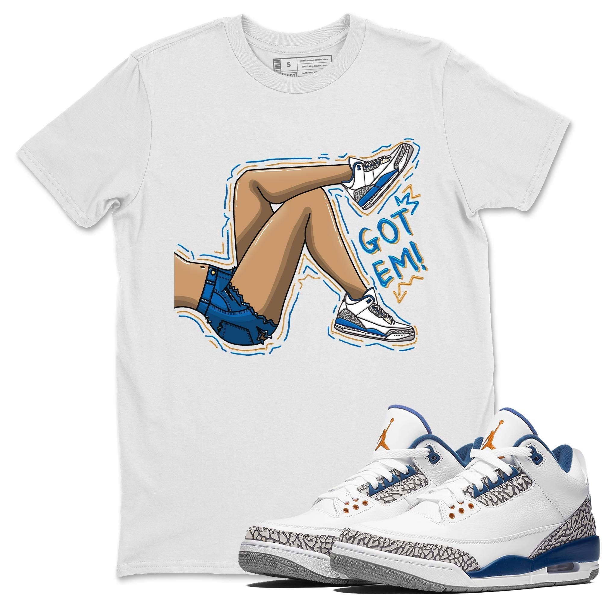 Air Jordan 3 Wizards Sneaker Match Tees Got Em Legs Streetwear Sneaker Shirt Air Jordan 3 Wizards Sneaker Release Tees Unisex Shirts White 1