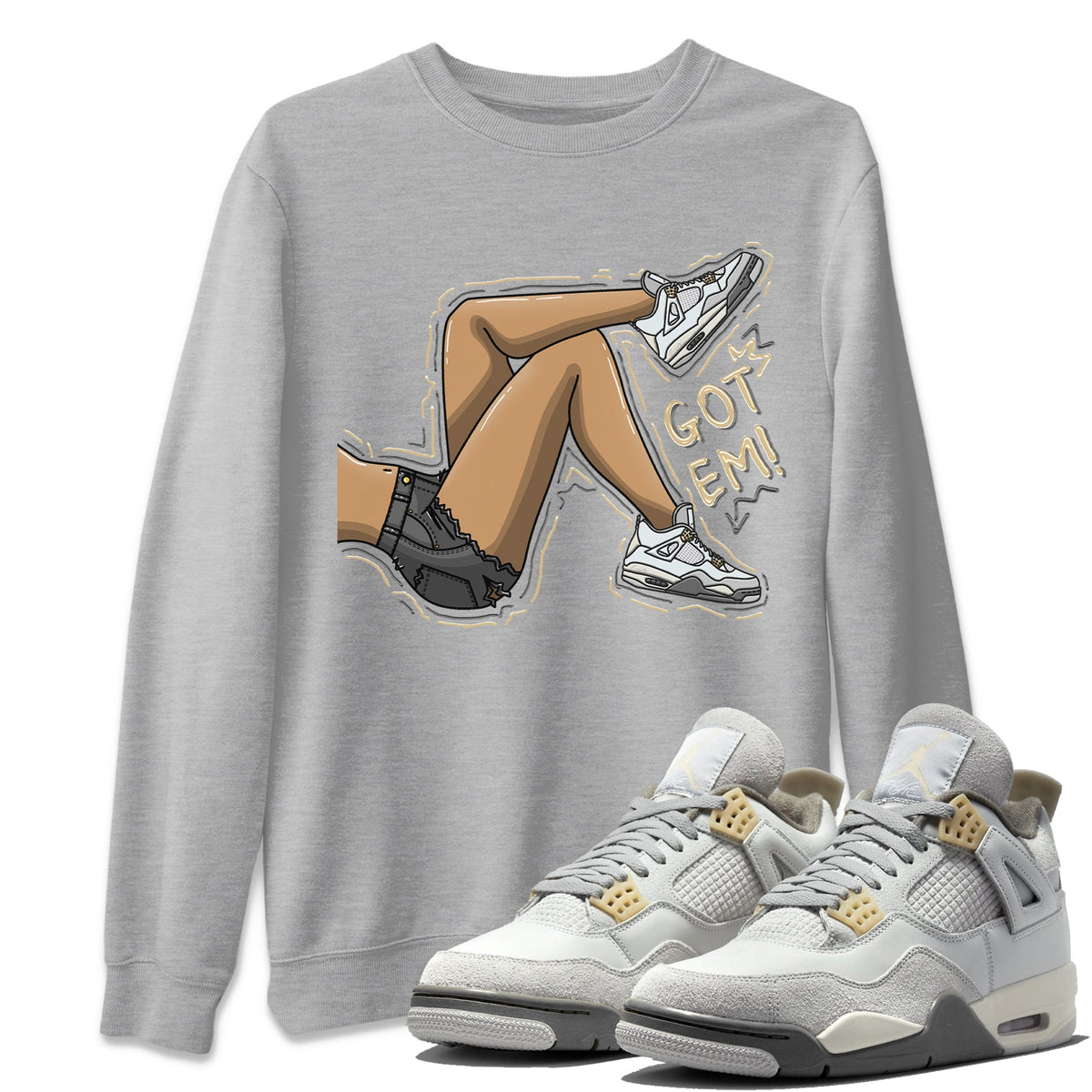 Jordan 4 Craft Sneaker Matching T-Shirt Got Em Legs Sneaker Tees Jordan 4 Craft Sneaker Release Tees Crew Neck Tees