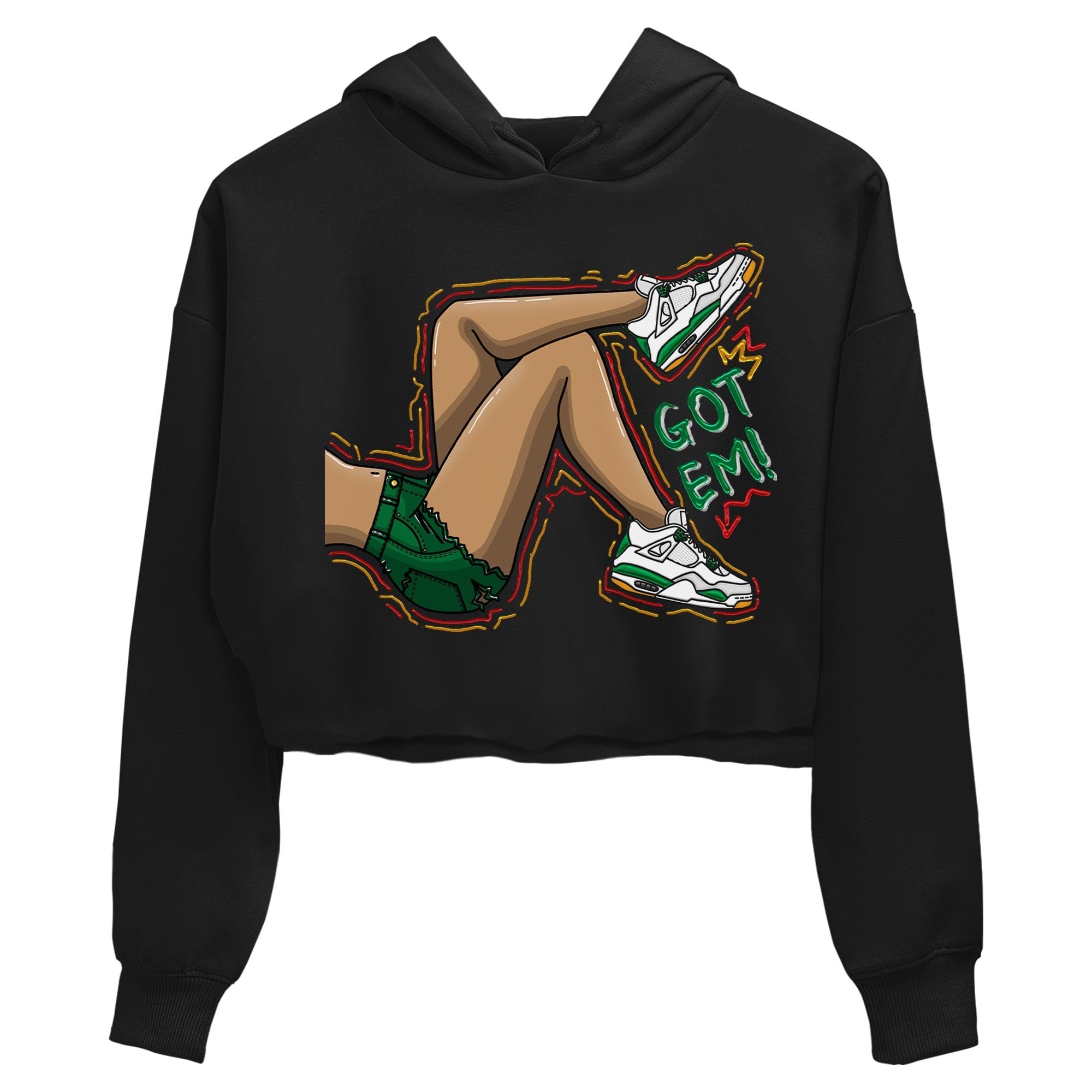 Air Jordan 4 Pine Green Sneaker Match Tees Got Em Legs Streetwear Sneaker Shirt AJ 4s Pine Green Sneaker Release Tees Women's Shirts Black 2