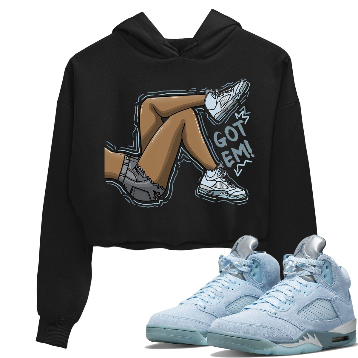 Jordan 5 Blue Bird Sneaker Matching T-Shirt Got Em Legs Sneaker Tees Jordan 5 Blue Bird Sneaker Release Tees Women's Shirts