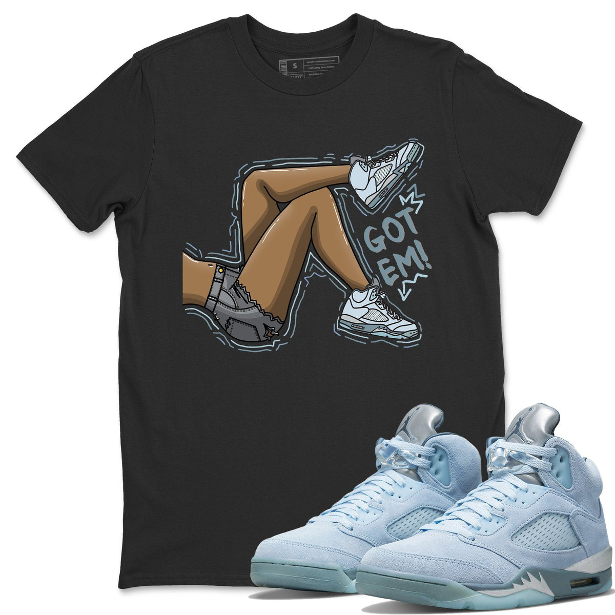 Jordan 5 Blue Bird Shirt To Match Jordans Got Em Legs Sneaker Tees Jordan 5 Blue Bird Drip Gear Zone Sneaker Matching Clothing Unisex Shirts