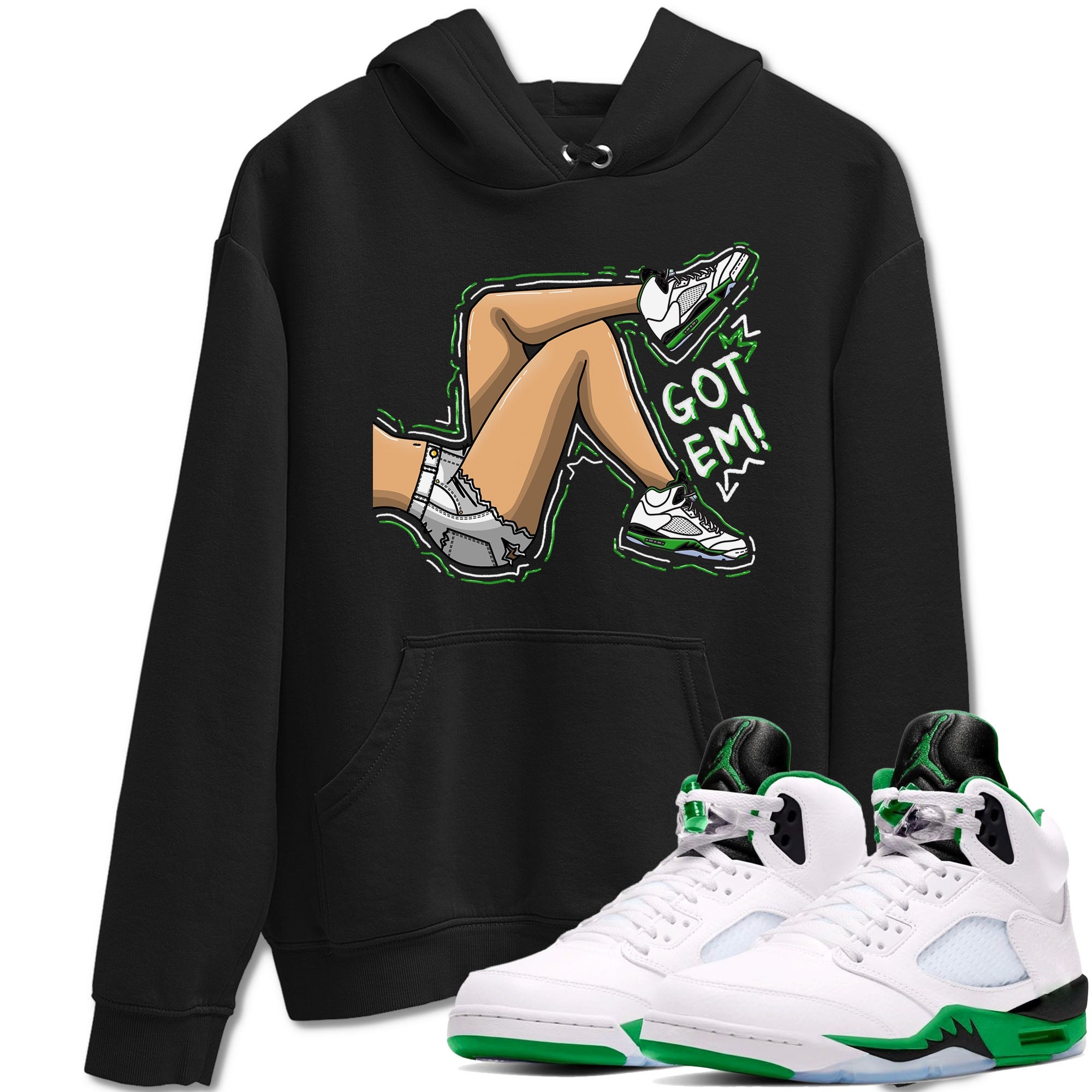 5s Lucky Green shirt to match jordans Got Em Legs sneaker tees Air Jordan 5 Lucky Green Drip Gear Zone unisex cotton Black 1 crew neck shirt