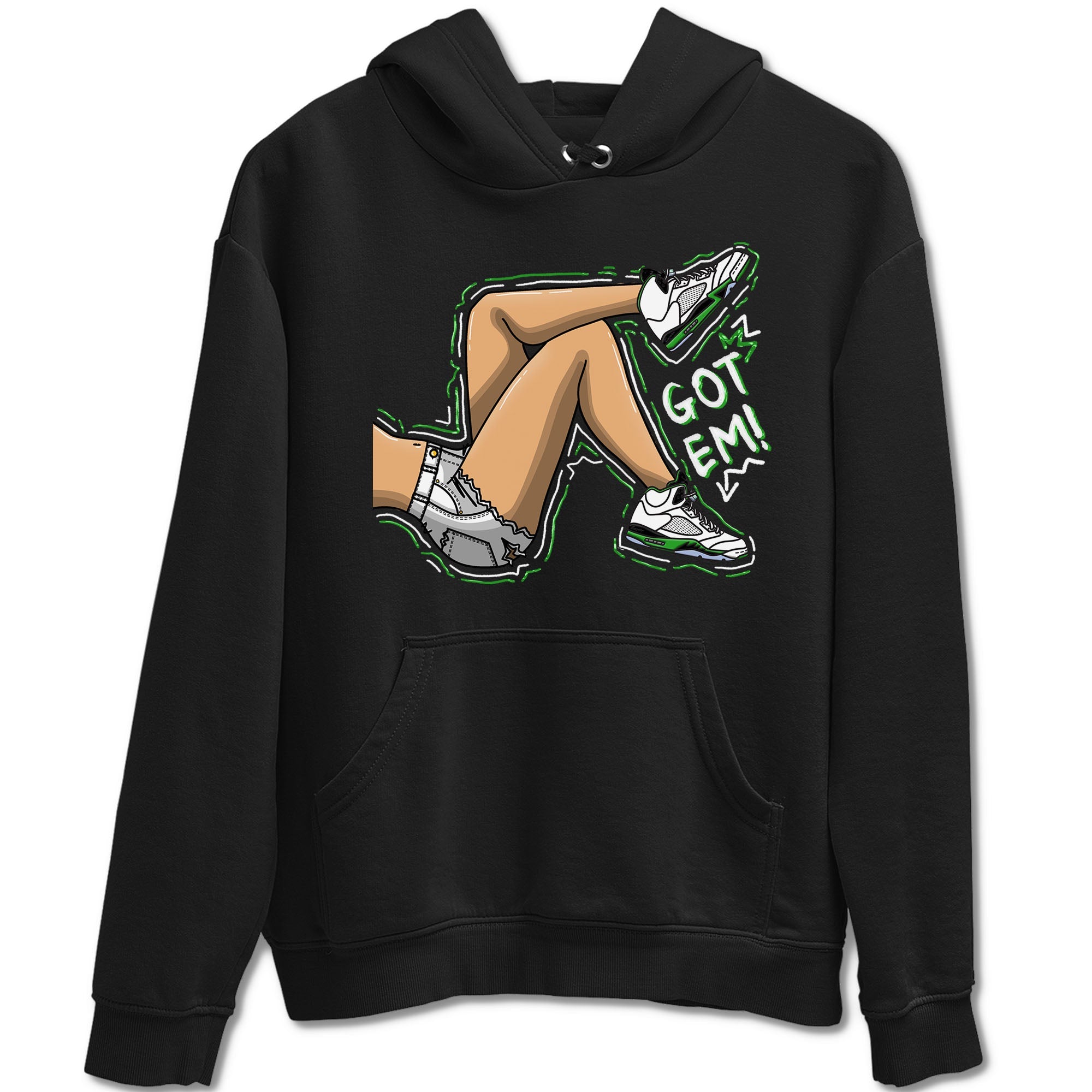 5s Lucky Green shirt to match jordans Got Em Legs sneaker tees Air Jordan 5 Lucky Green Drip Gear Zone unisex cotton Black 2 crew neck shirt
