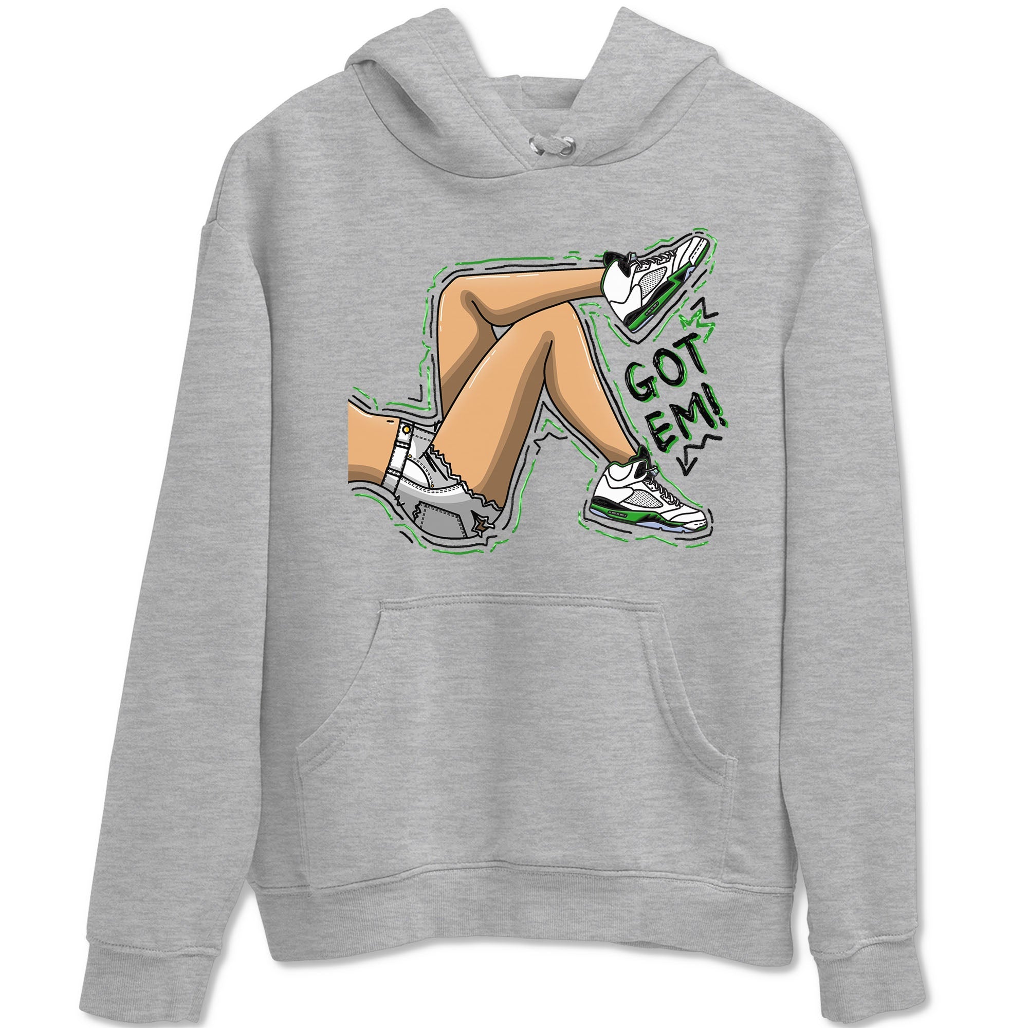 5s Lucky Green shirt to match jordans Got Em Legs sneaker tees Air Jordan 5 Lucky Green Drip Gear Zone unisex cotton Heather Grey 2 crew neck shirt