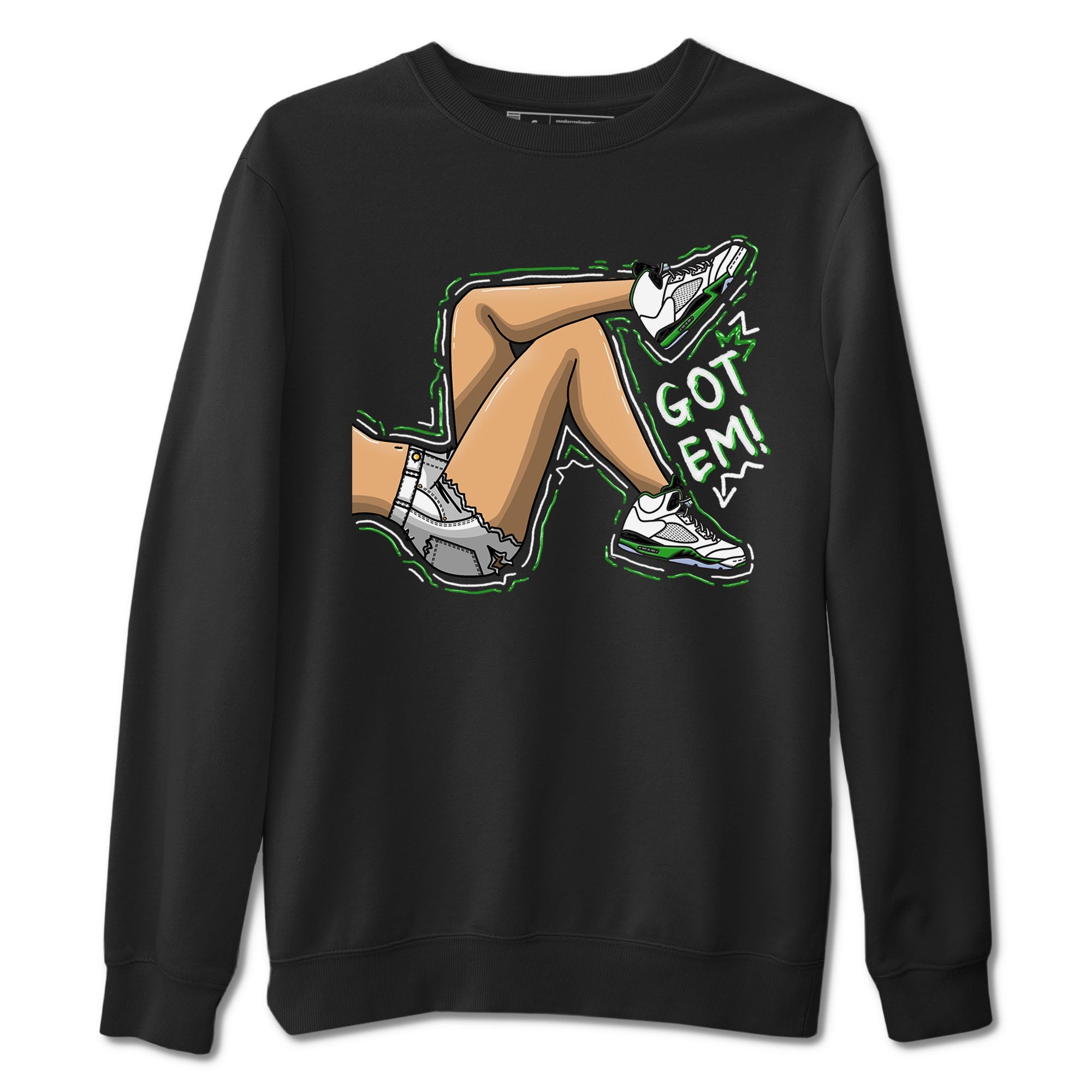 5s Lucky Green shirt to match jordans Got Em Legs sneaker tees Air Jordan 5 Lucky Green Drip Gear Zone unisex cotton Black 2 crew neck shirt