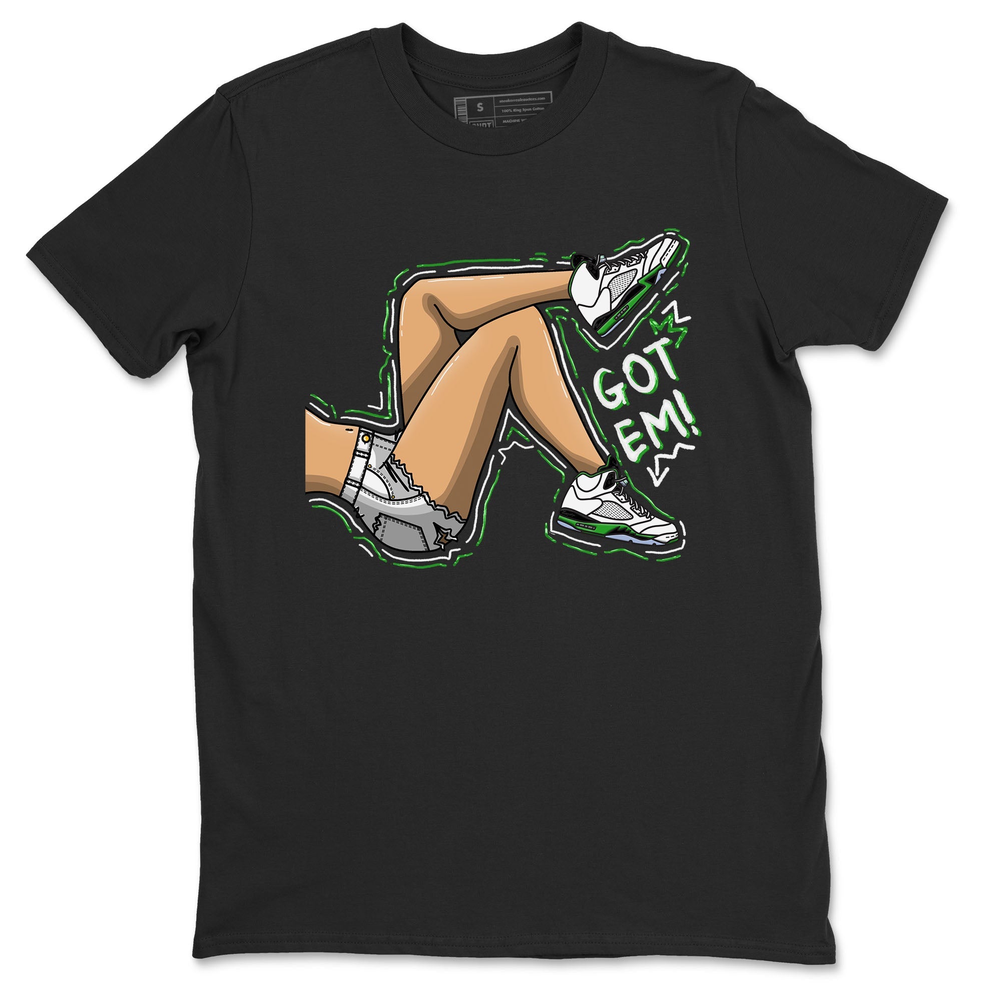 5s Lucky Green shirt to match jordans Got Em Legs sneaker tees Air Jordan 5 Lucky Green Drip Gear Zone unisex cotton Black 2 crew neck shirt