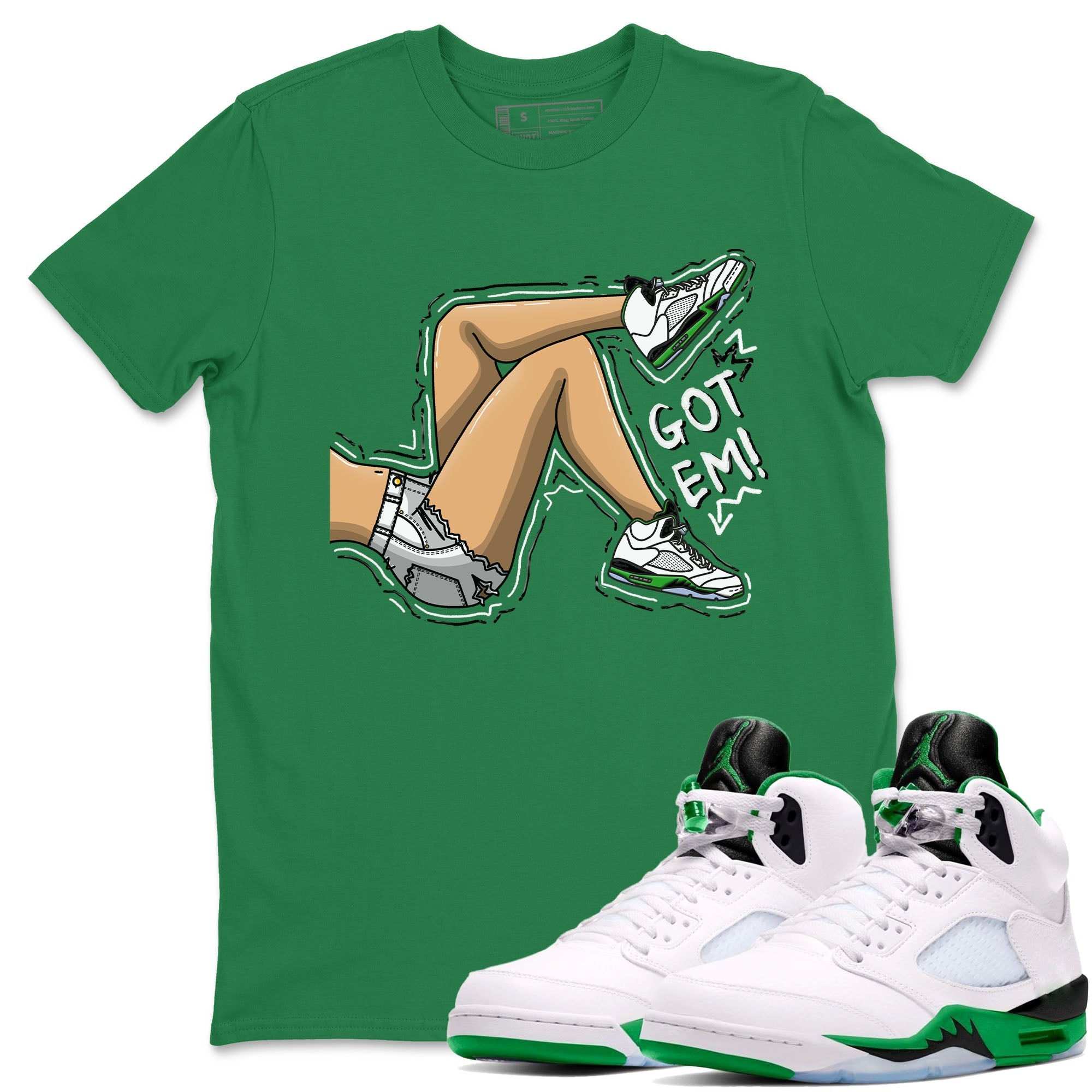 5s Lucky Green shirt to match jordans Got Em Legs sneaker tees Air Jordan 5 Lucky Green Drip Gear Zone unisex cotton Kelly Green 1 crew neck shirt