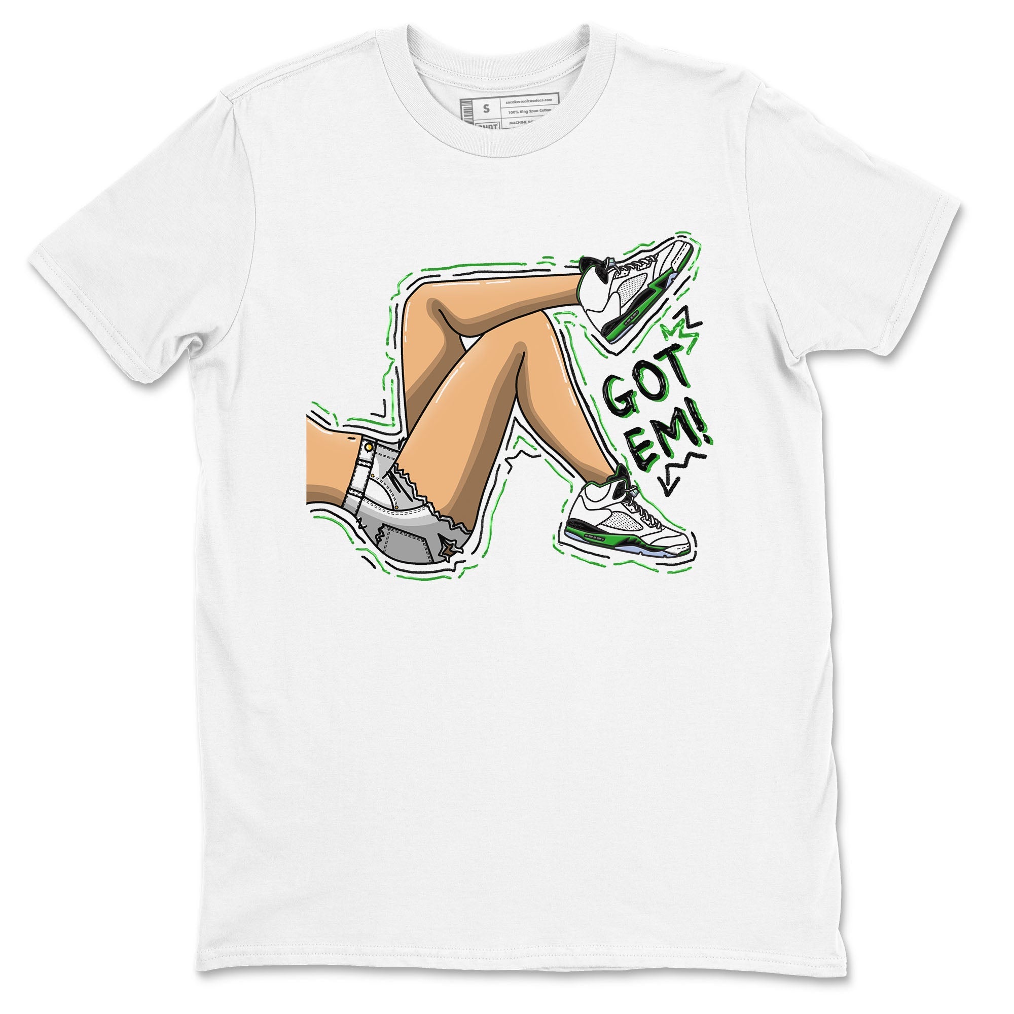 5s Lucky Green shirt to match jordans Got Em Legs sneaker tees Air Jordan 5 Lucky Green Drip Gear Zone unisex cotton White 2 crew neck shirt