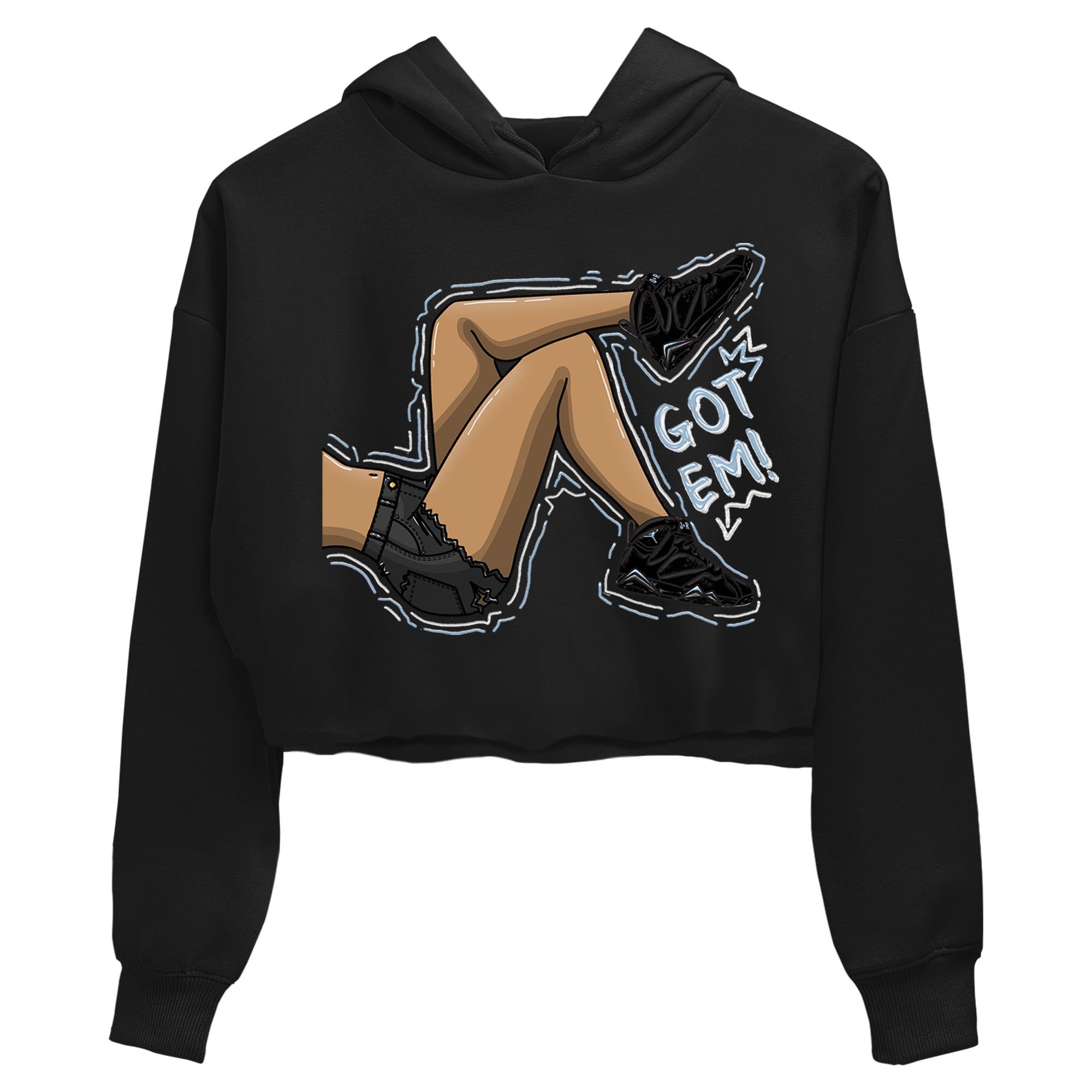 Air Jordan 7 Chambray shirt to match jordans Got Em Legs Streetwear Sneaker Shirt AJ7 Chambray Drip Gear Zone Sneaker Matching Clothing Black 2 Crop T-Shirt