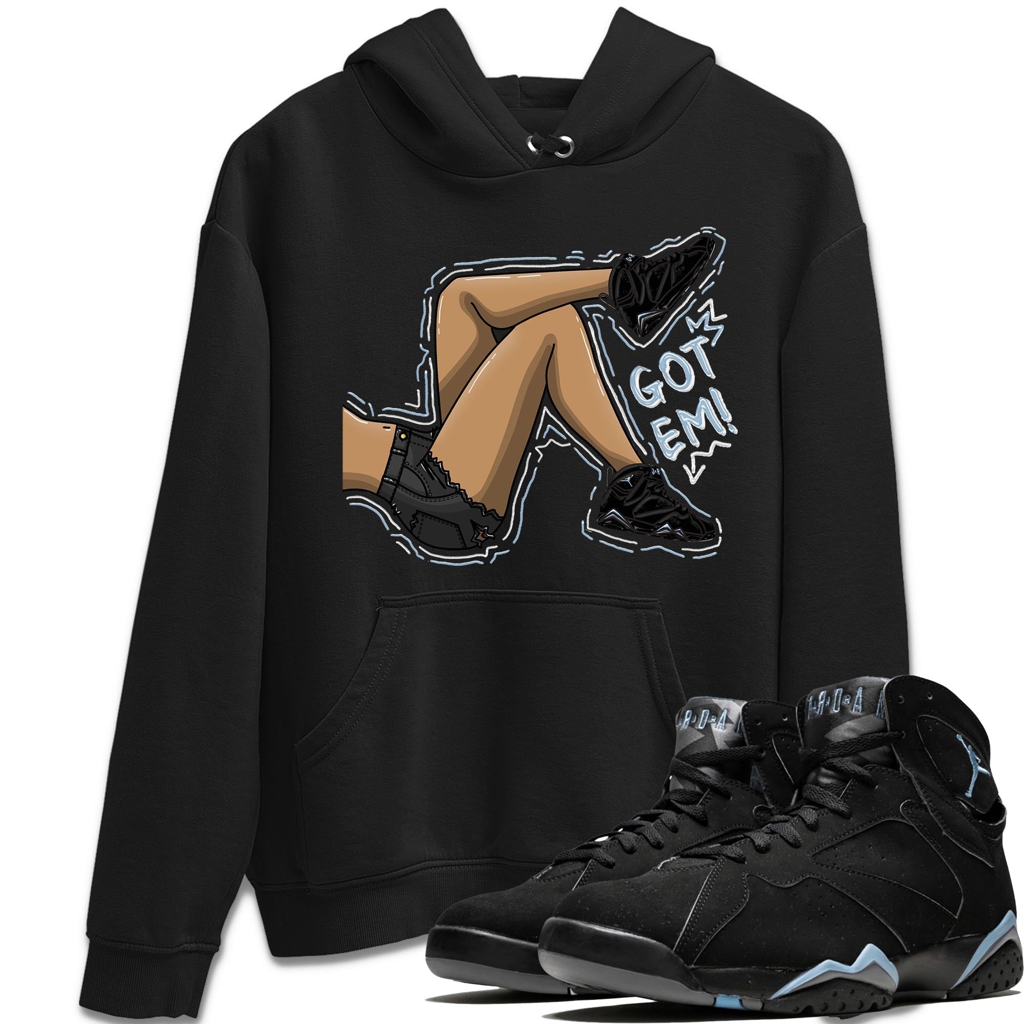 Air Jordan 7 Chambray shirt to match jordans Got Em Legs Streetwear Sneaker Shirt AJ7 Chambray Drip Gear Zone Sneaker Matching Clothing Unisex Black 1 T-Shirt