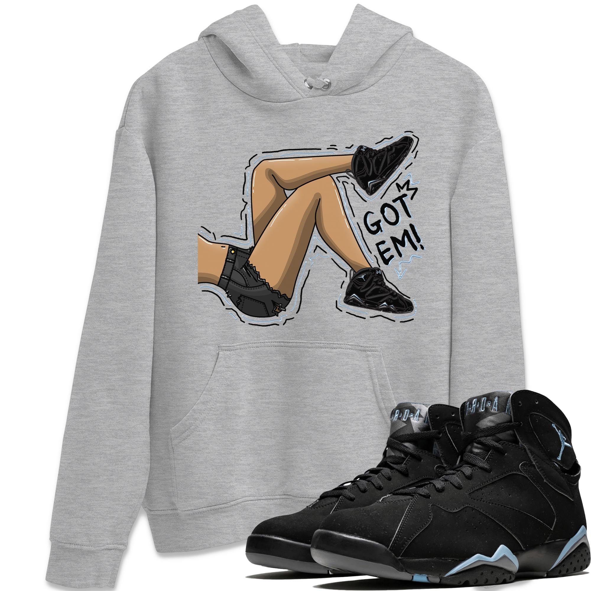 Air Jordan 7 Chambray shirt to match jordans Got Em Legs Streetwear Sneaker Shirt AJ7 Chambray Drip Gear Zone Sneaker Matching Clothing Unisex Heather Grey 1 T-Shirt