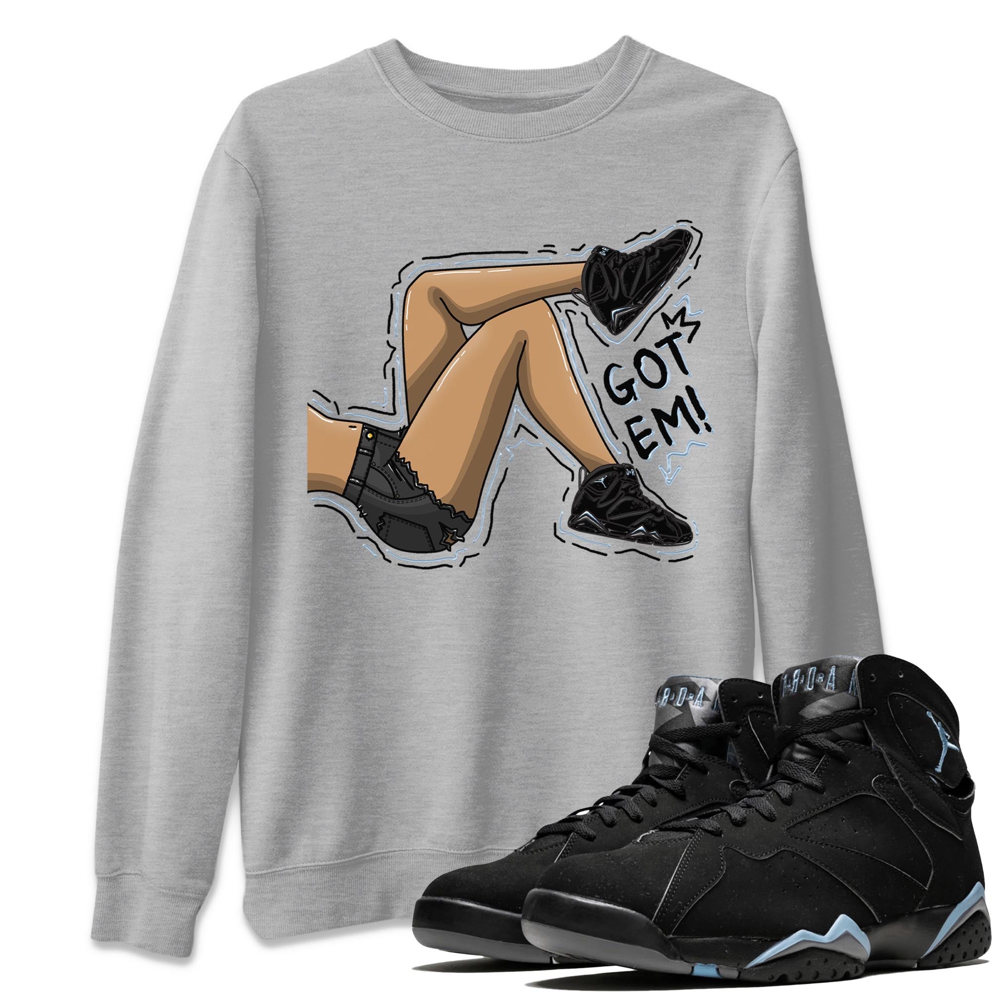 Air Jordan 7 Chambray shirt to match jordans Got Em Legs Streetwear Sneaker Shirt AJ7 Chambray Drip Gear Zone Sneaker Matching Clothing Unisex Heather Grey 1 T-Shirt