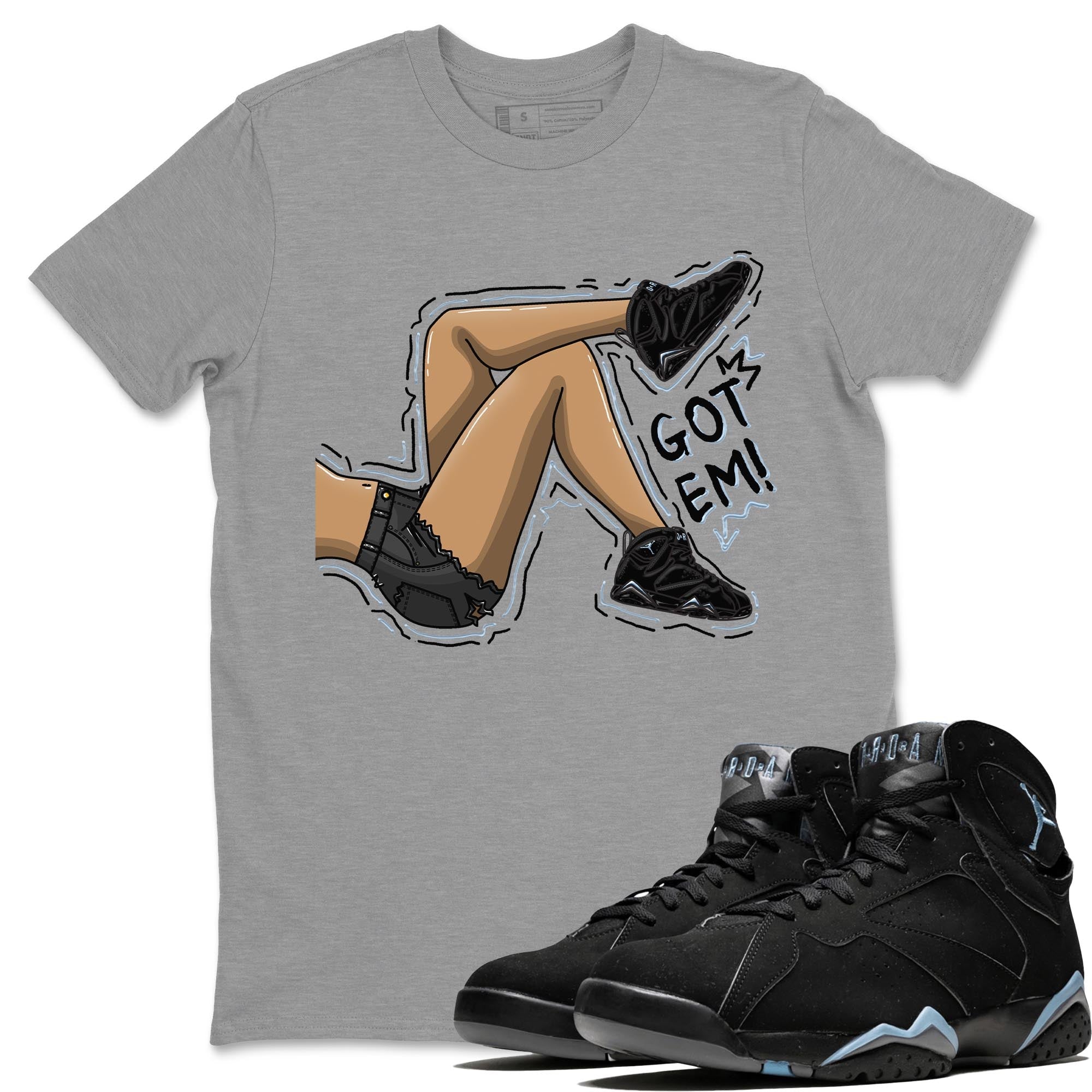 Air Jordan 7 Chambray shirt to match jordans Got Em Legs Streetwear Sneaker Shirt AJ7 Chambray Drip Gear Zone Sneaker Matching Clothing Unisex Heather Grey 1 T-Shirt