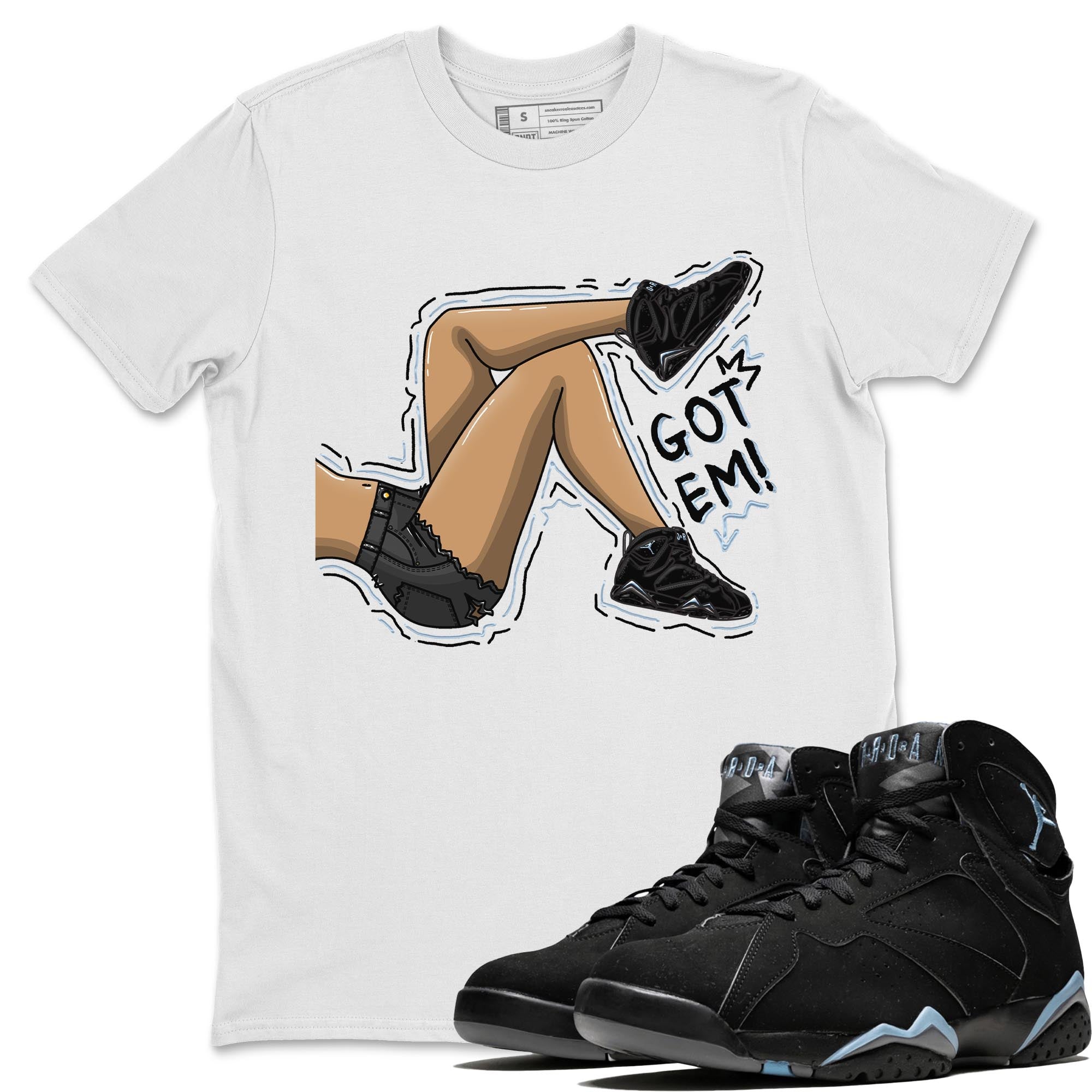 Air Jordan 7 Chambray shirt to match jordans Got Em Legs Streetwear Sneaker Shirt AJ7 Chambray Drip Gear Zone Sneaker Matching Clothing Unisex White 1 T-Shirt