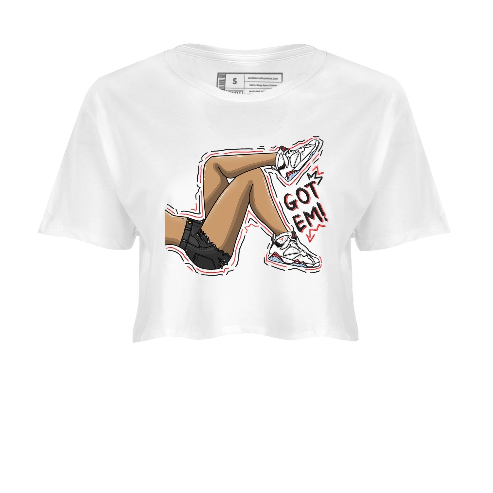 Air Jordan 7 White Infrared shirt to match jordans Got Em Legs Streetwear Sneaker Shirt White Infrared 7s Drip Gear Zone Sneaker Matching Clothing White 2 Crop T-Shirt