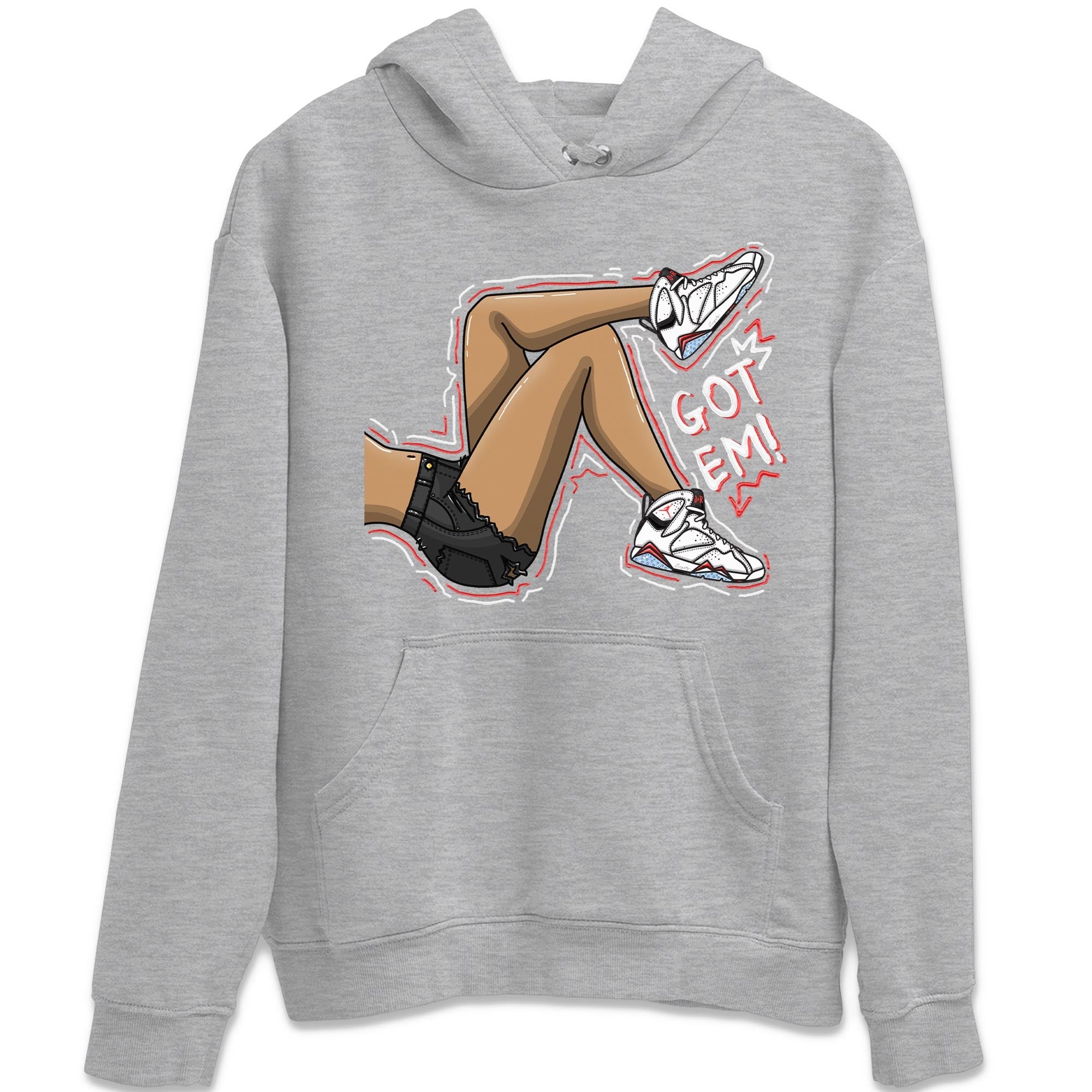 Air Jordan 7 White Infrared shirt to match jordans Got Em Legs Streetwear Sneaker Shirt White Infrared 7s Drip Gear Zone Sneaker Matching Clothing Unisex Heather Grey 2 T-Shirt