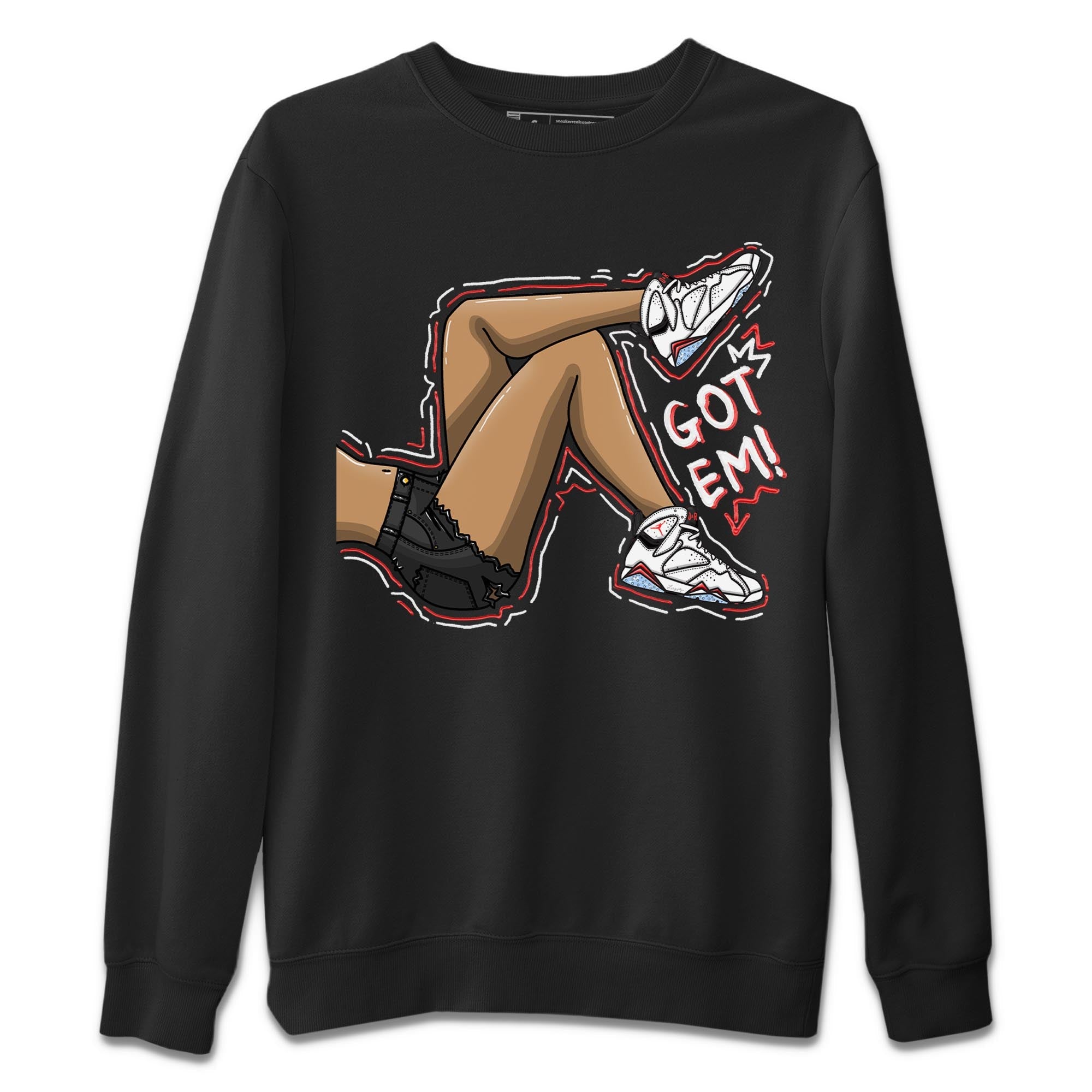 Air Jordan 7 White Infrared shirt to match jordans Got Em Legs Streetwear Sneaker Shirt White Infrared 7s Drip Gear Zone Sneaker Matching Clothing Unisex Black 2 T-Shirt