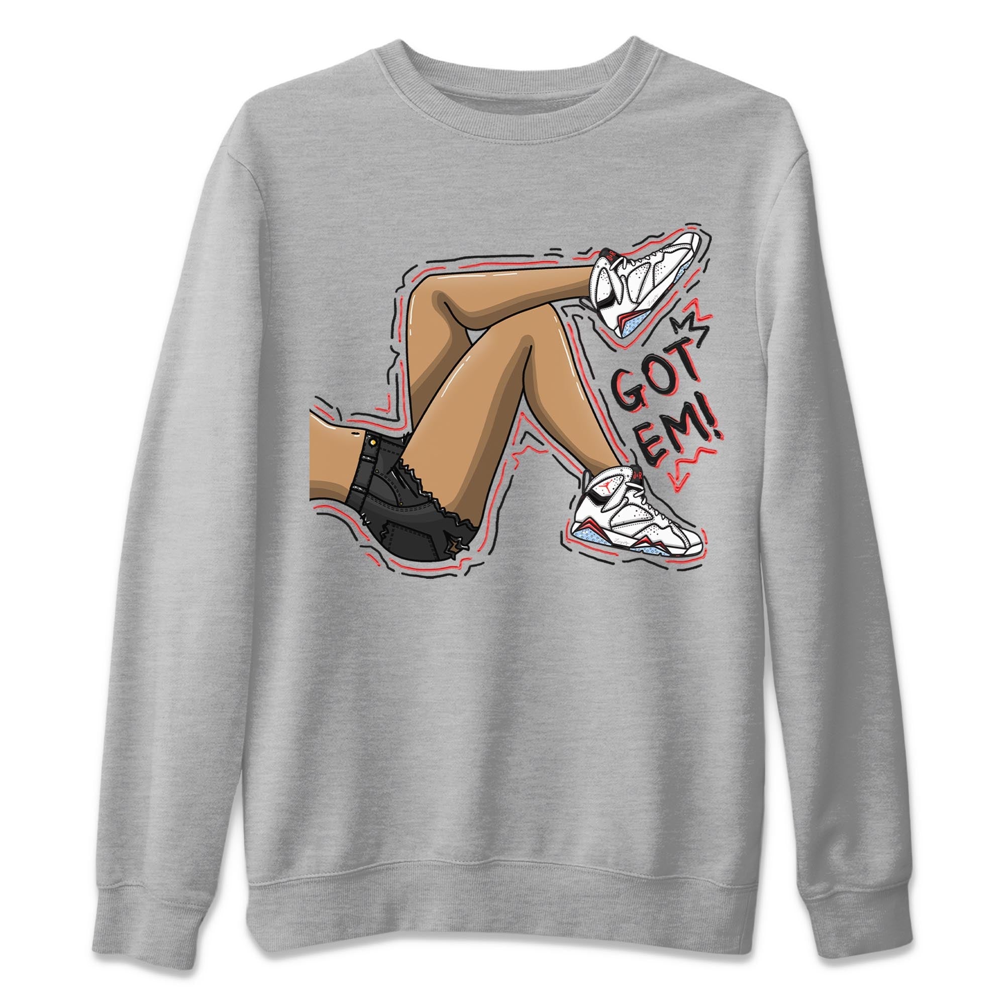 Air Jordan 7 White Infrared shirt to match jordans Got Em Legs Streetwear Sneaker Shirt White Infrared 7s Drip Gear Zone Sneaker Matching Clothing Unisex Heather Grey 2 T-Shirt