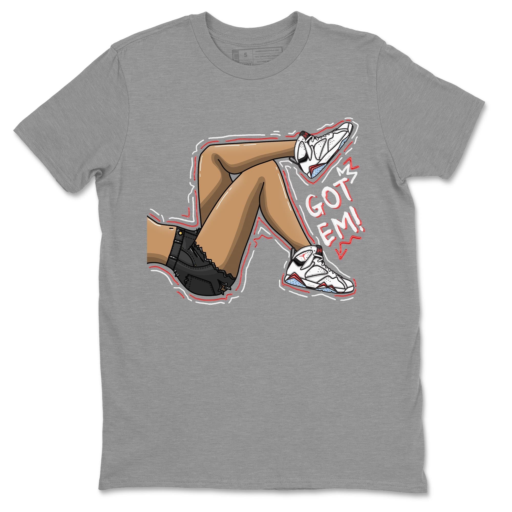 Air Jordan 7 White Infrared shirt to match jordans Got Em Legs Streetwear Sneaker Shirt White Infrared 7s Drip Gear Zone Sneaker Matching Clothing Unisex Heather Grey 2 T-Shirt