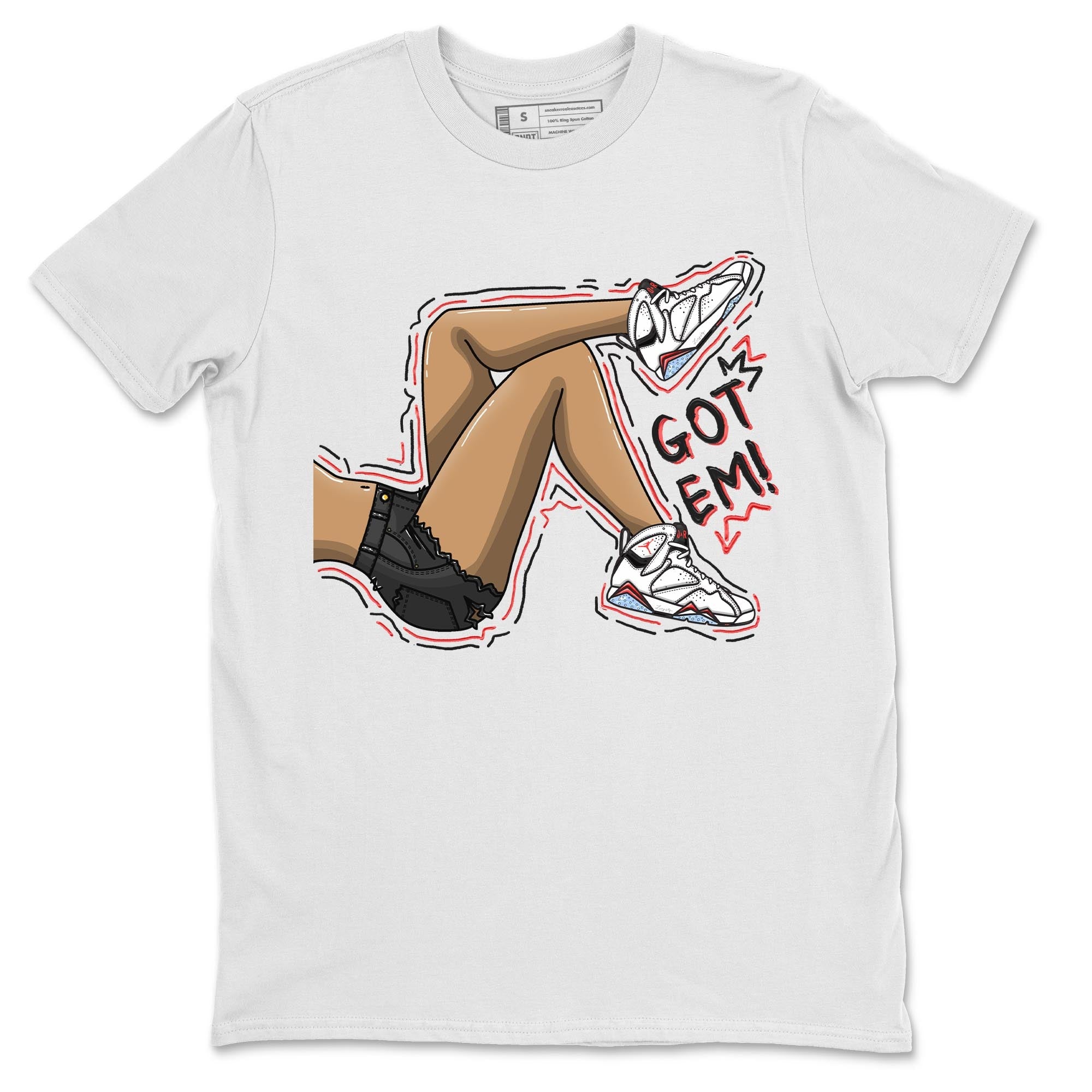 Air Jordan 7 White Infrared shirt to match jordans Got Em Legs Streetwear Sneaker Shirt White Infrared 7s Drip Gear Zone Sneaker Matching Clothing Unisex White 2 T-Shirt