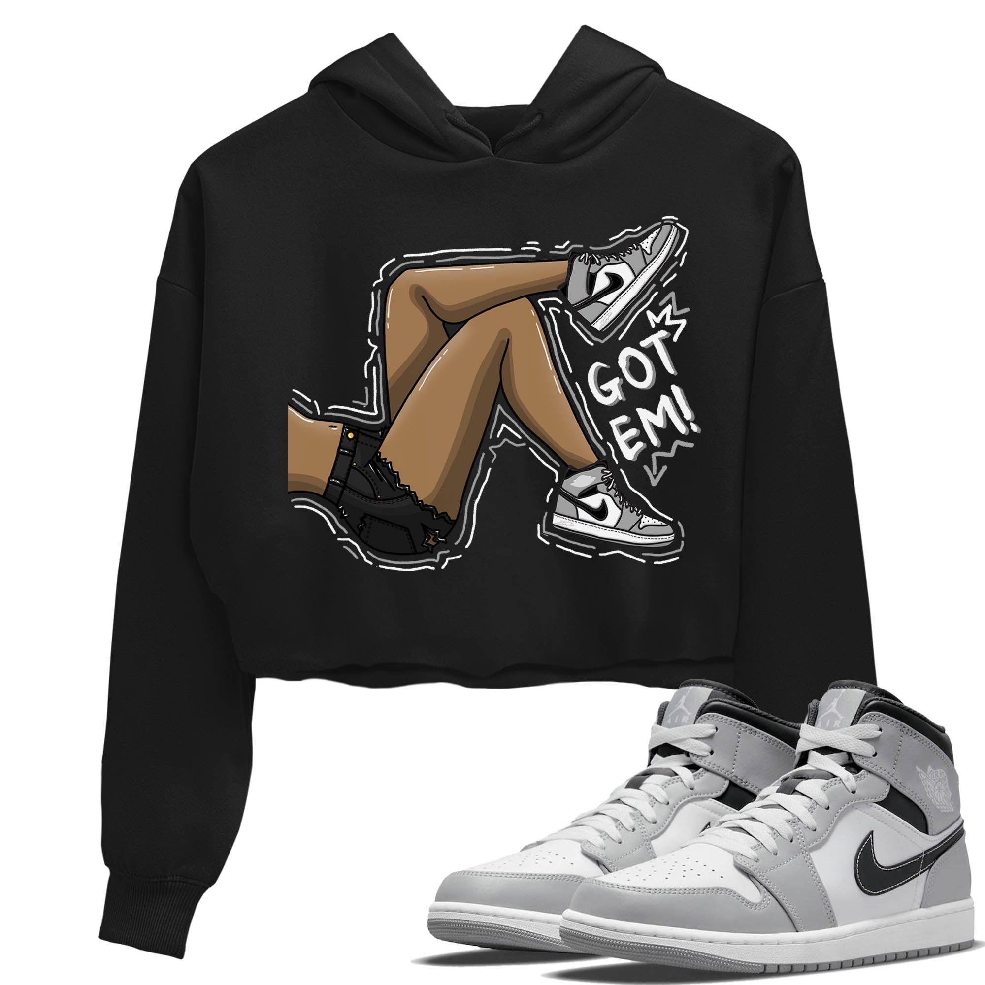 Jordan 1 Light Smoke Grey Sneaker Matching T-Shirt Got Em Legs Sneaker Tees Jordan 1 Light Smoke Grey Sneaker Release Tees Women's Shirts